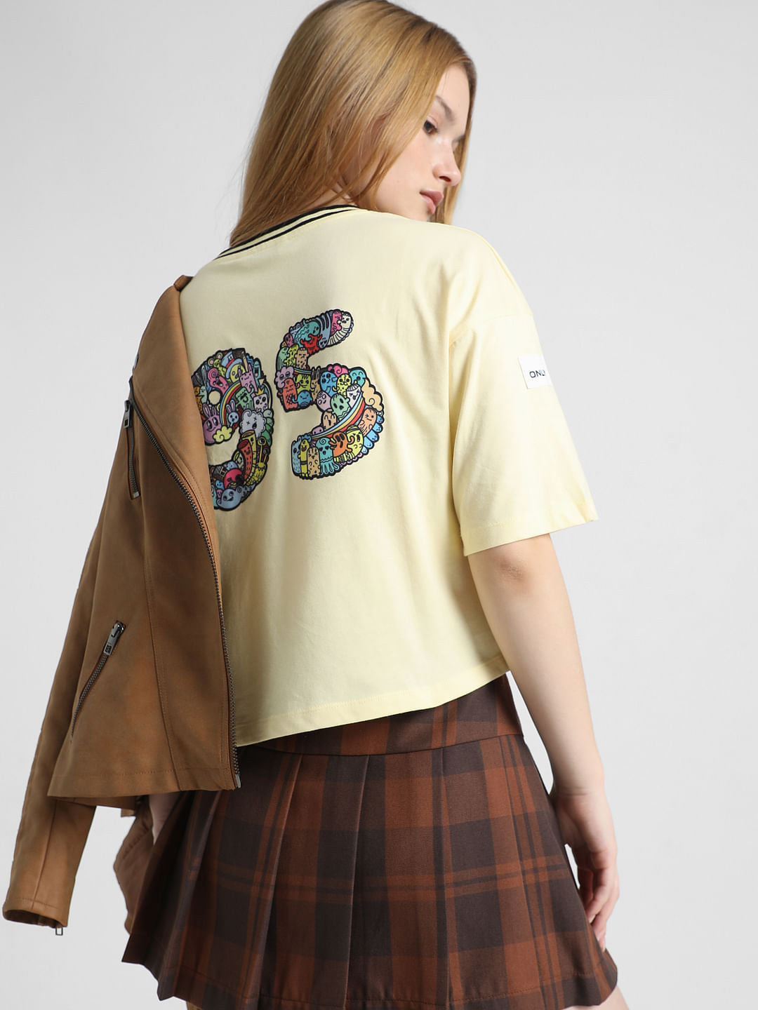 Yellow Printed V-Neck T-Shirt