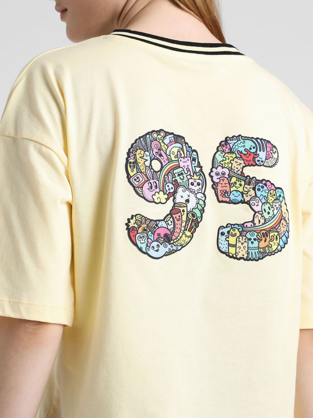 Yellow Printed V-Neck T-Shirt