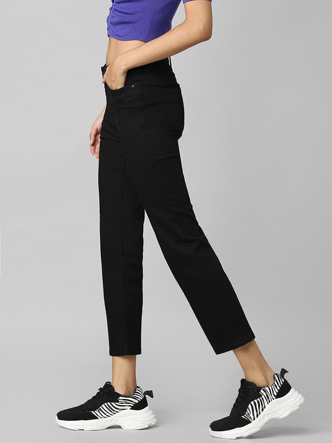 Black Mid Rise Flared Jeans