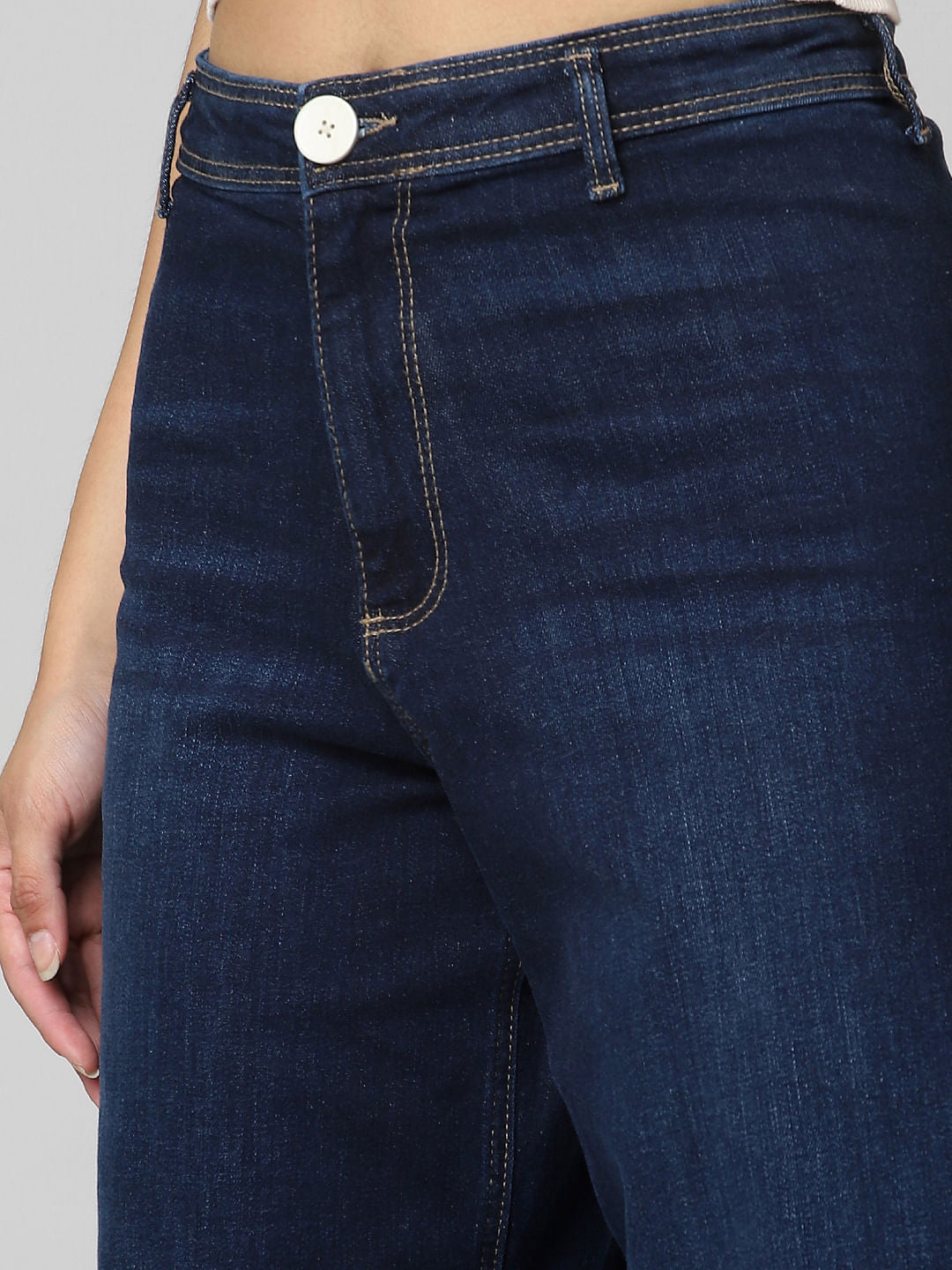 Dark Blue High Rise Wide Leg Jeans