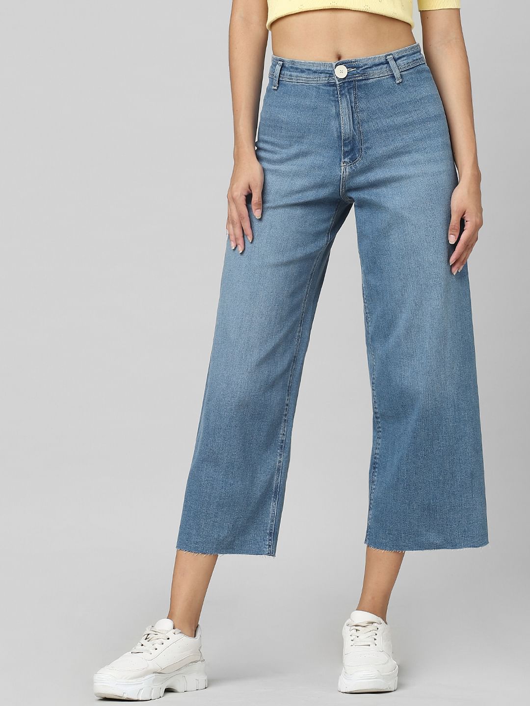 Blue High Rise Wide Leg Jeans