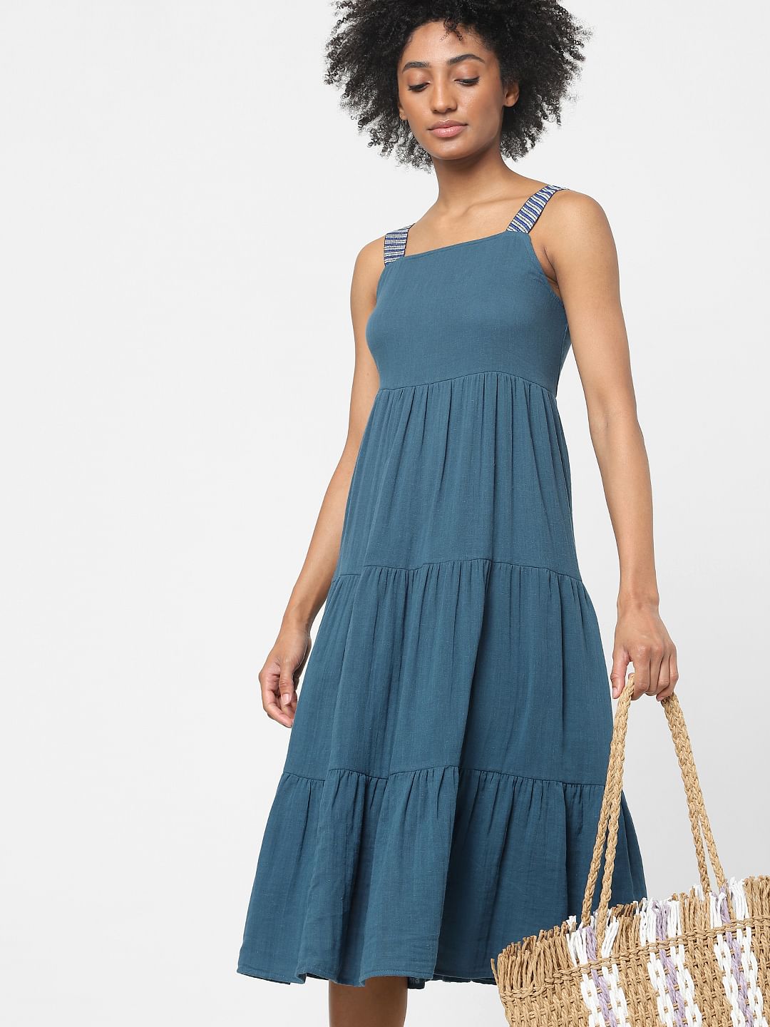 Blue Tiered Maxi Dress
