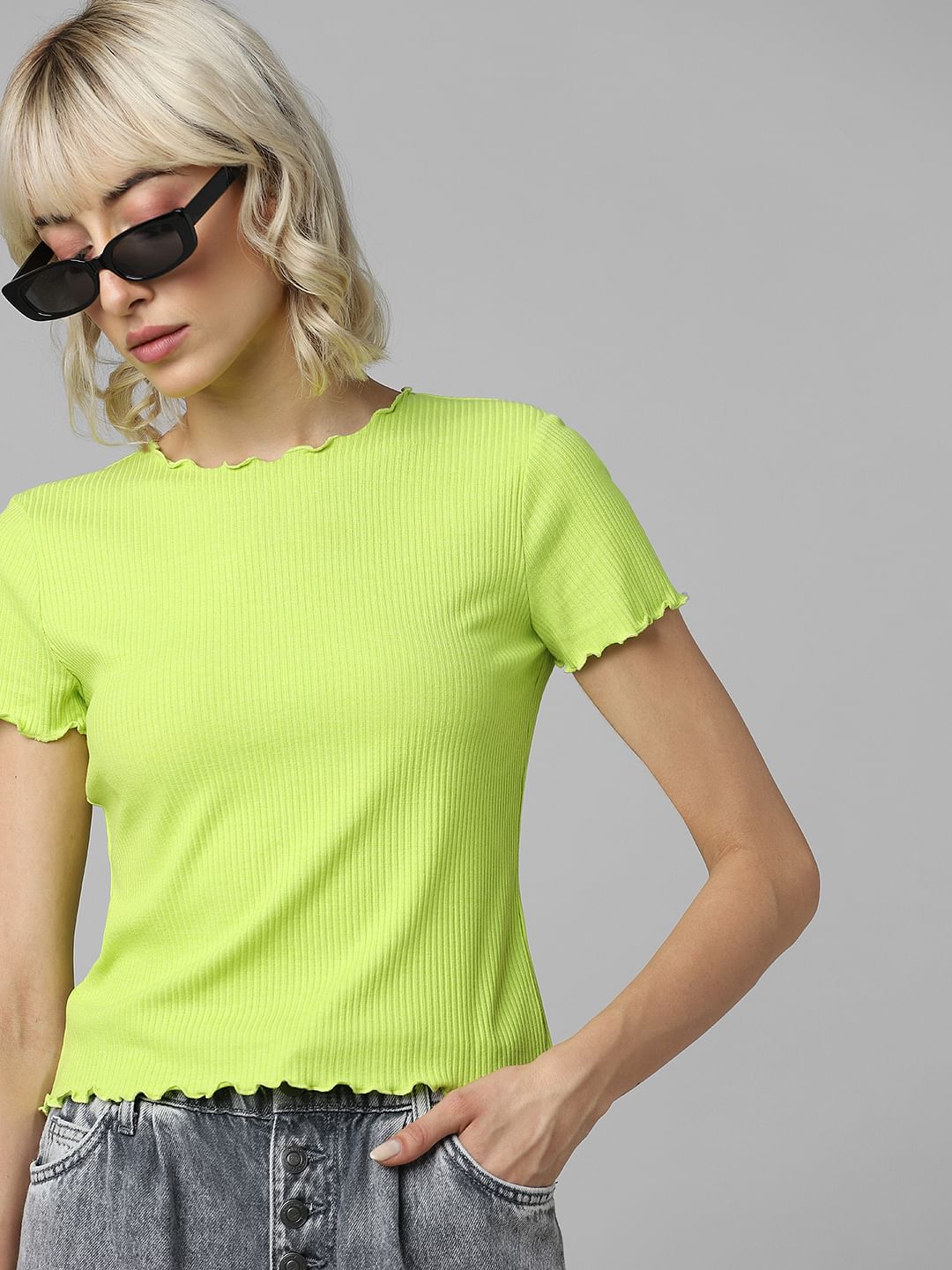 Neon Green Ribbed T-Shirt