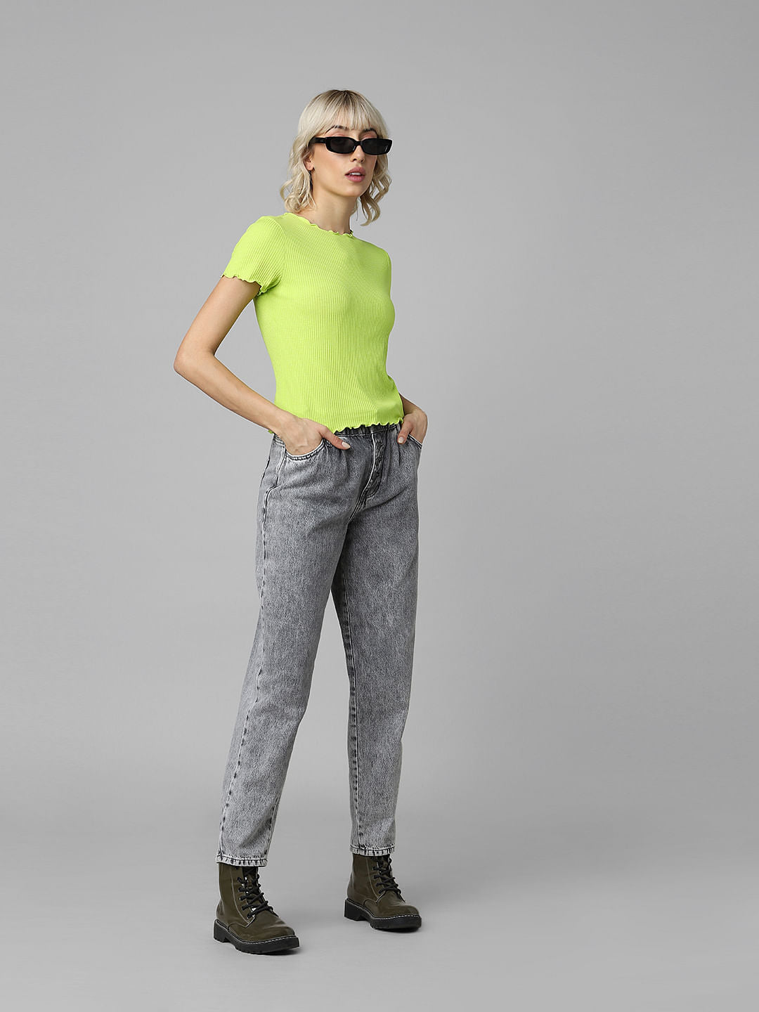 Neon Green Ribbed T-Shirt