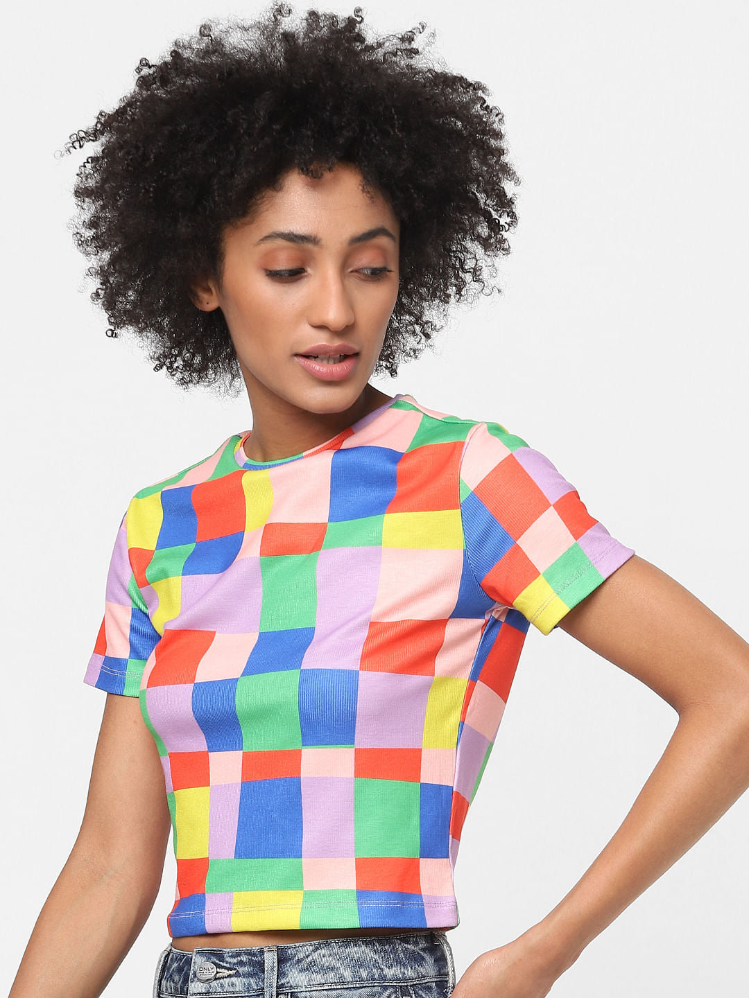 Pink Multi-Coloured Colourblocked Top