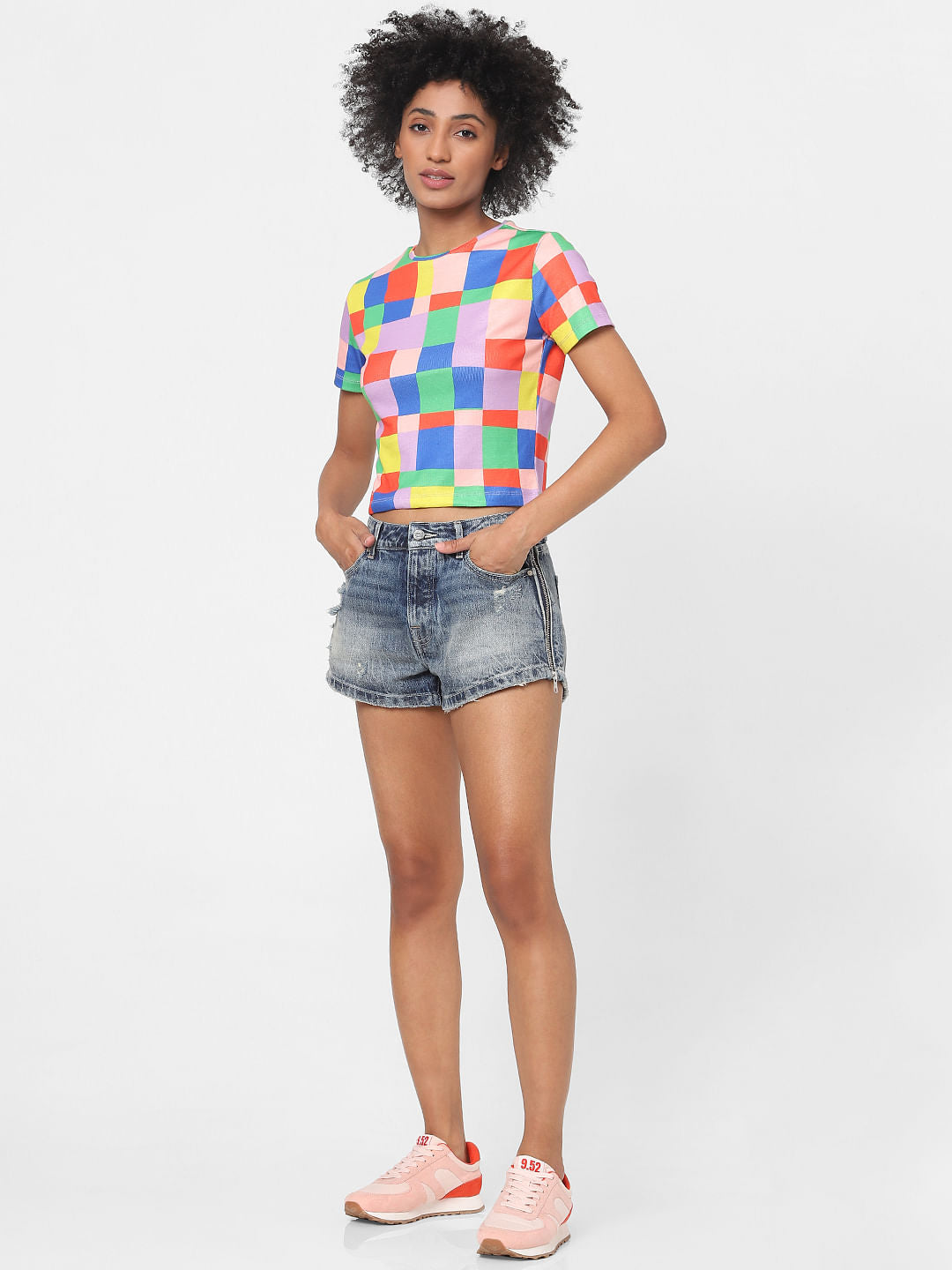 Pink Multi-Coloured Colourblocked Top