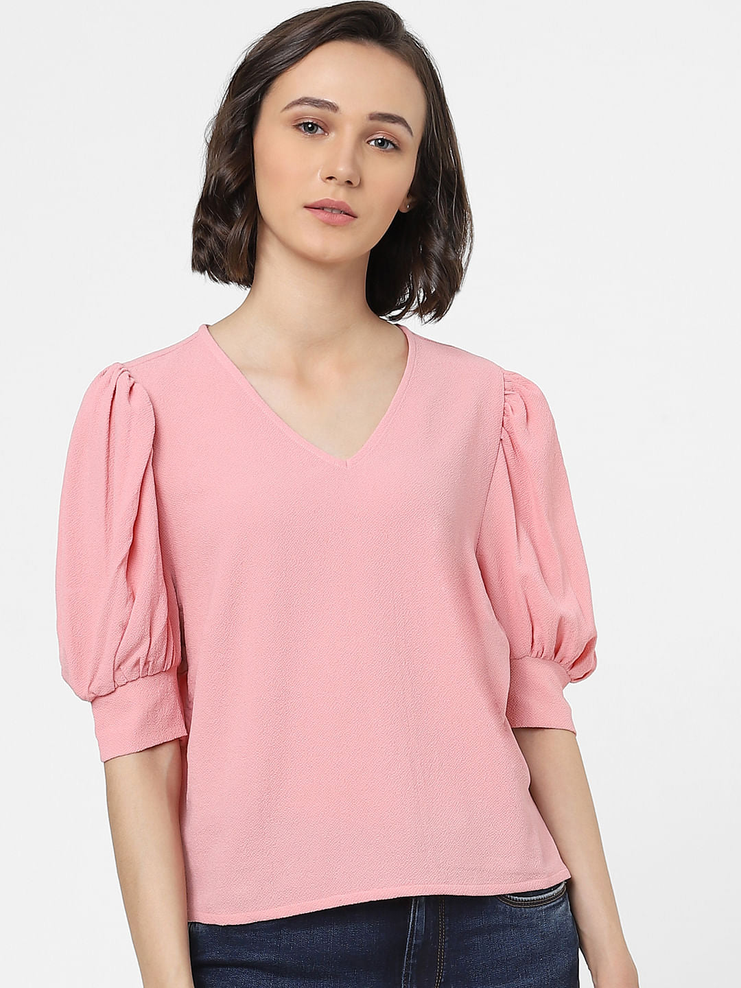 Pink Puff Sleeves Top