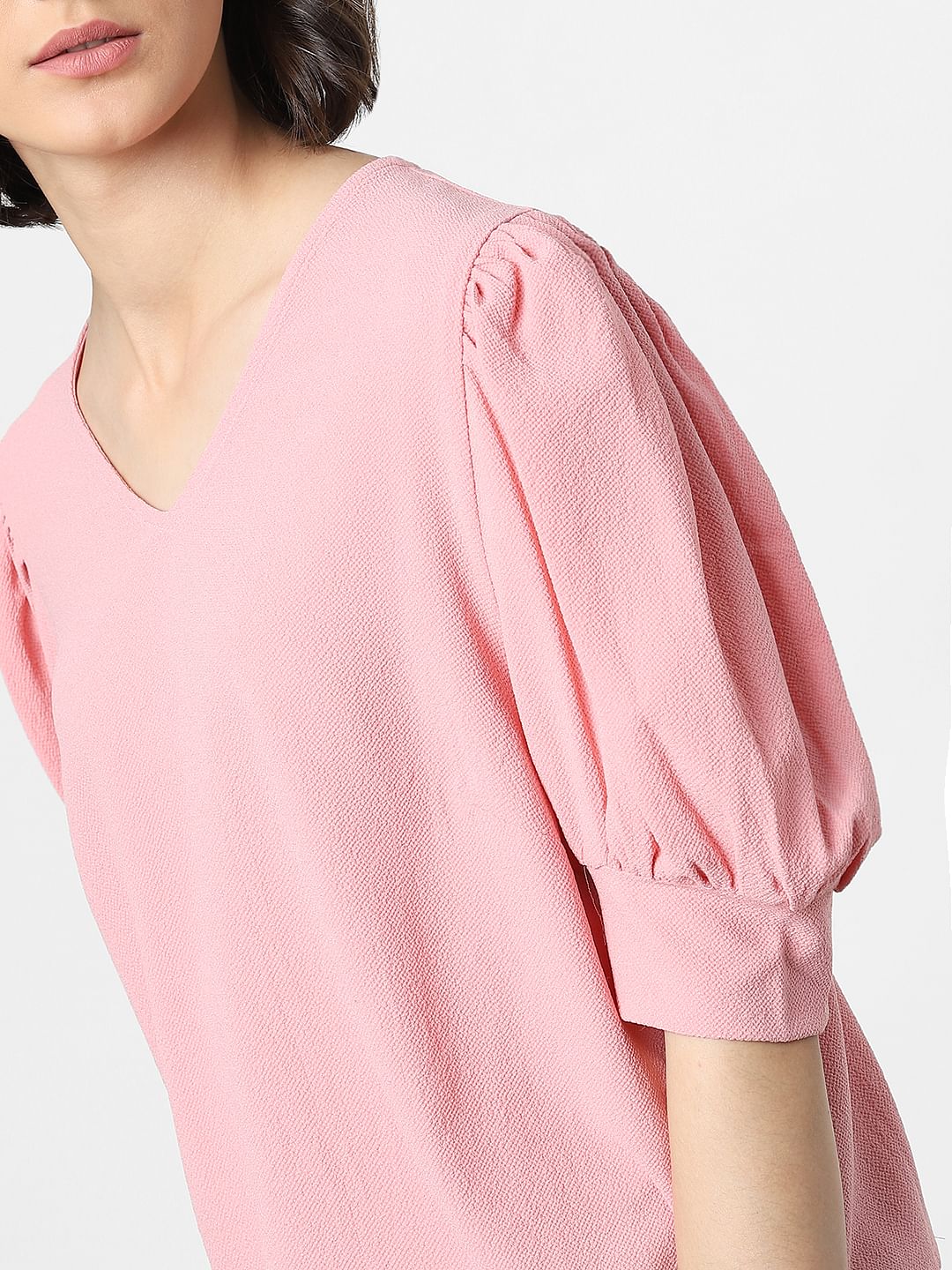 Pink Puff Sleeves Top