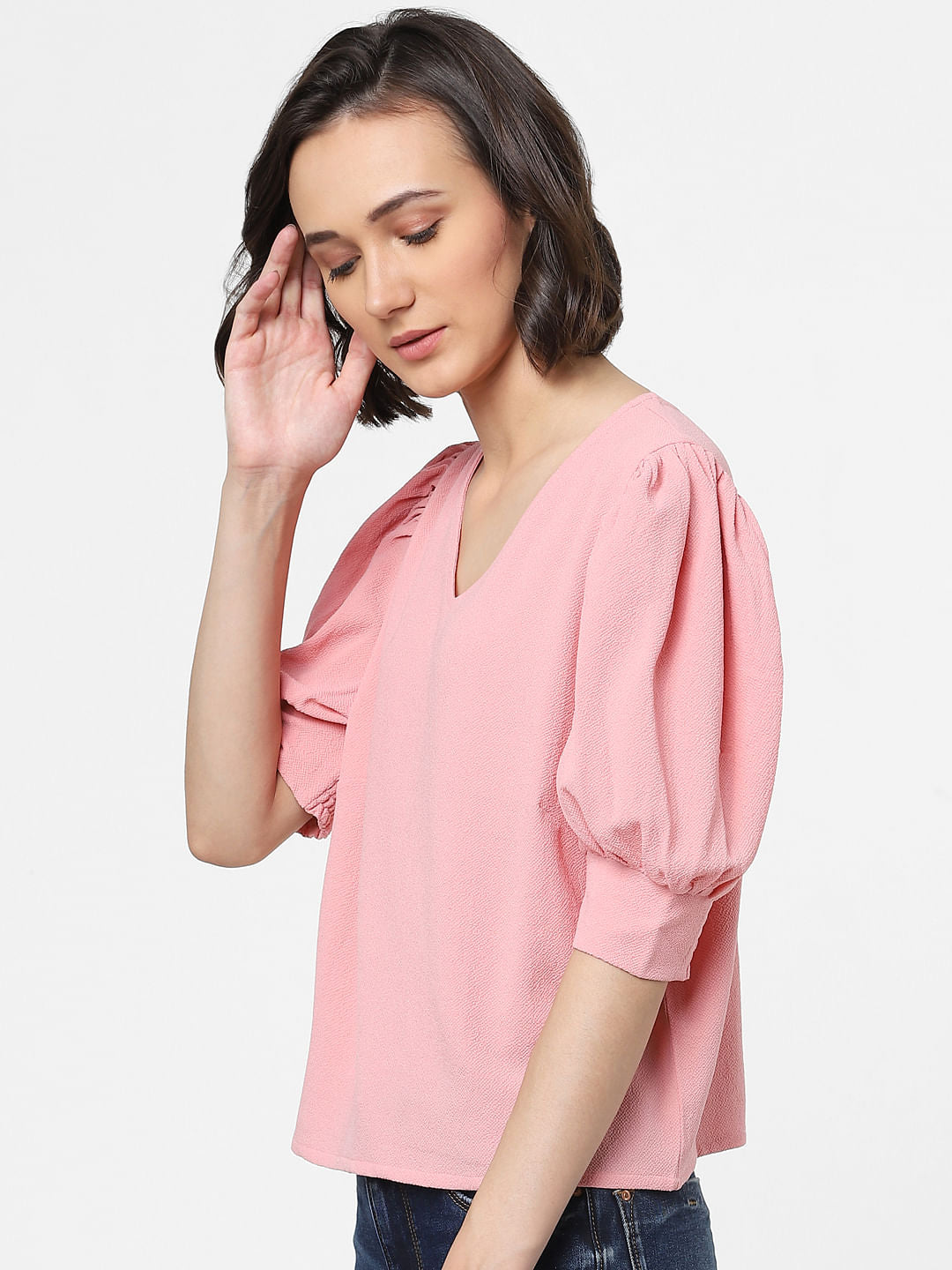 Pink Puff Sleeves Top