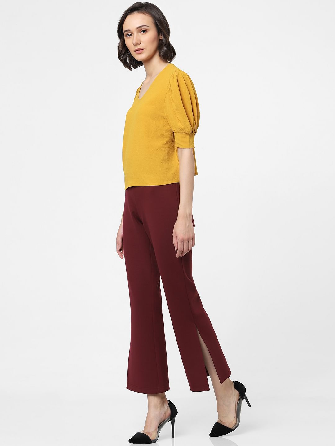 Mustard Yellow Puff Sleeves Top