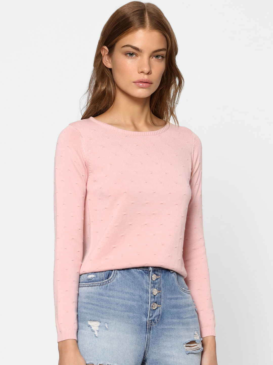 Light Pink Textured Pullover