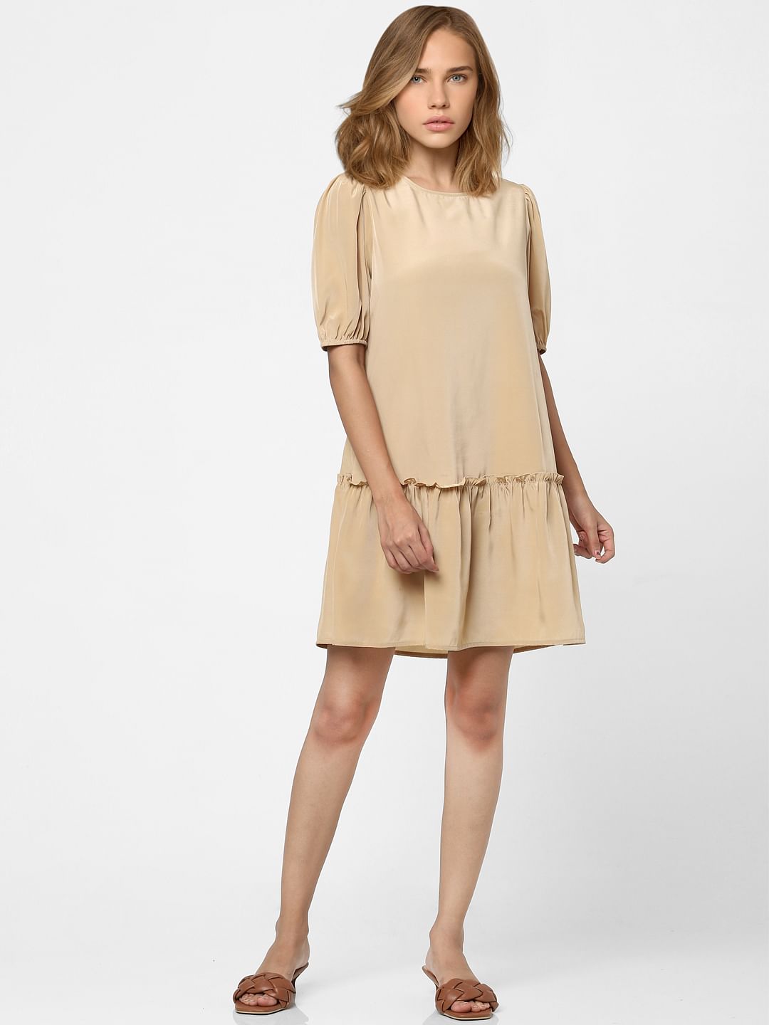 Beige Panelled Dress