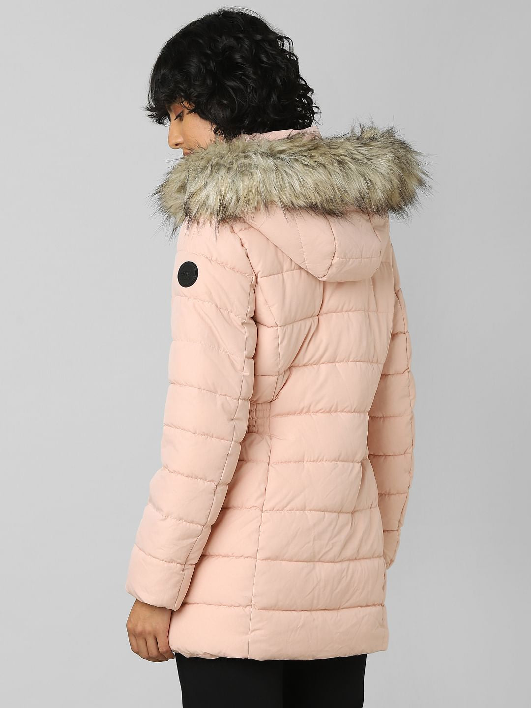 Pink Fur Hood Puffer Jacket