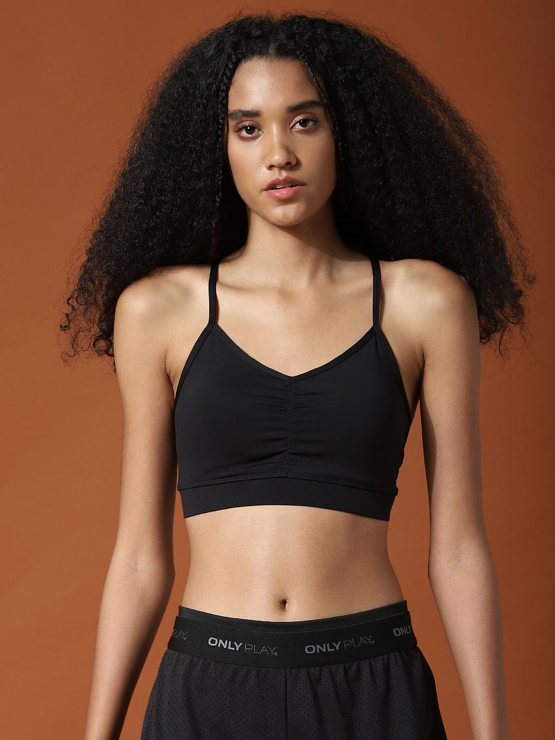 Black Strap Detail Sports Bra