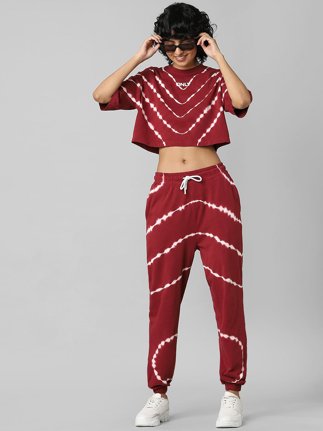 Red Mid Rise Tie Dye Co-Ord Joggers