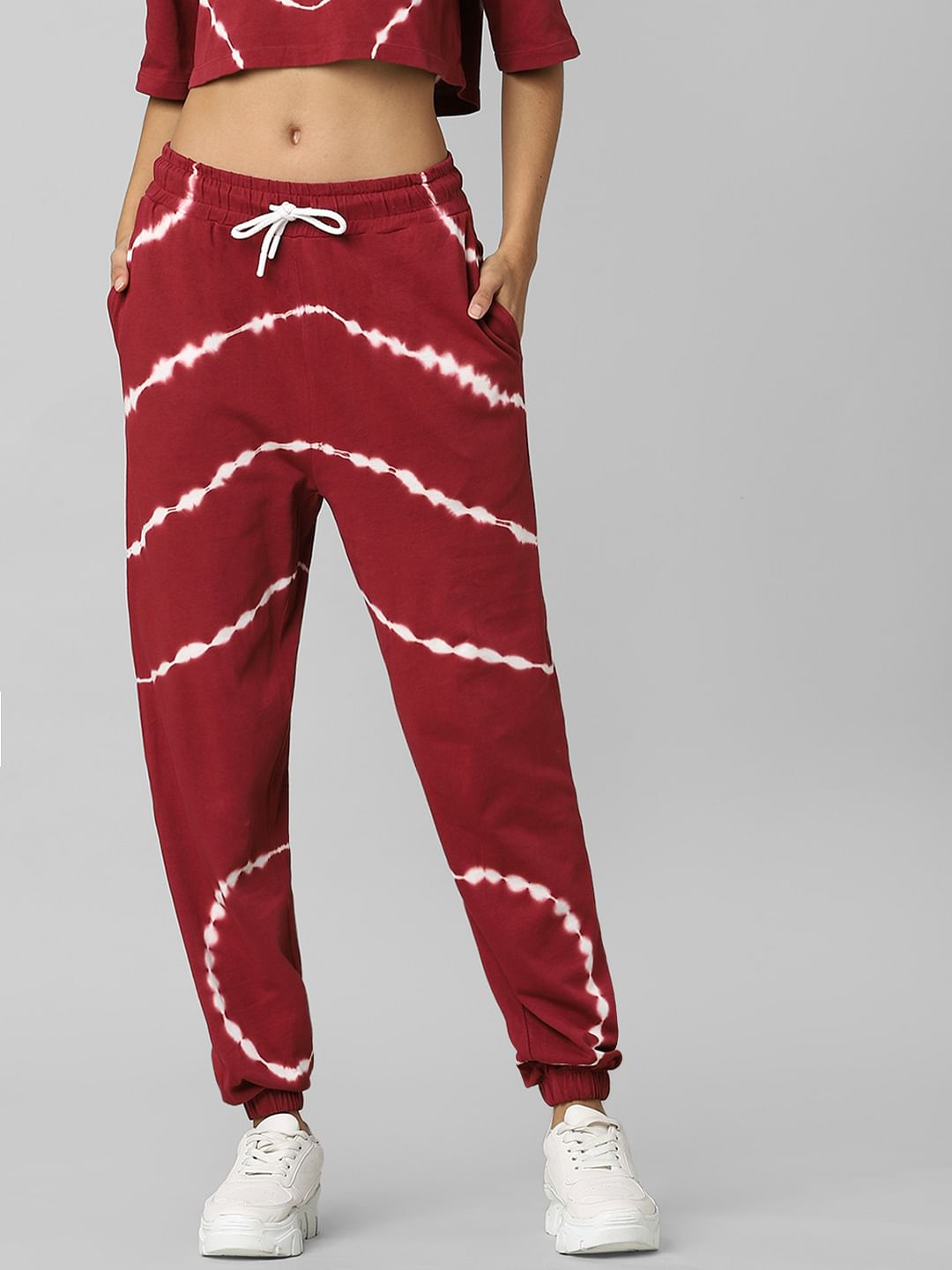 Red Mid Rise Tie Dye Co-Ord Joggers