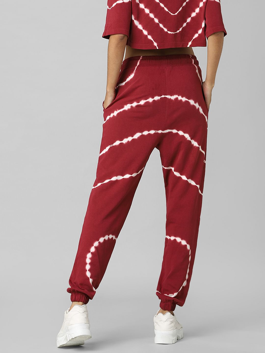 Red Mid Rise Tie Dye Co-Ord Joggers