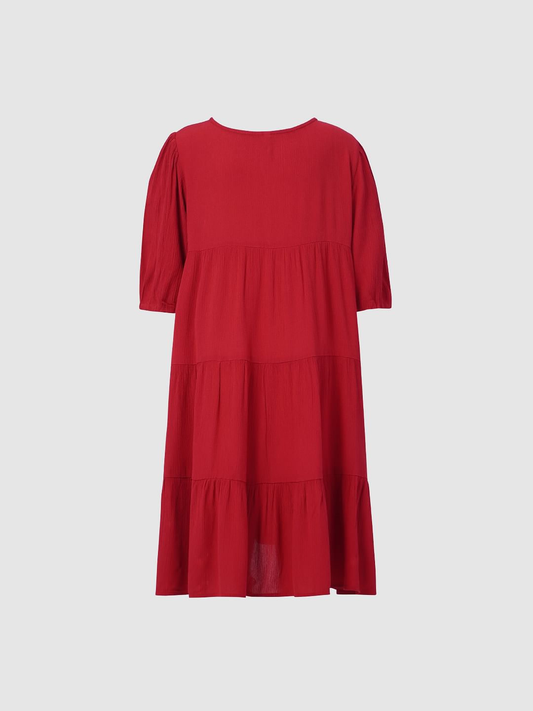 Girls Red Textured Dress