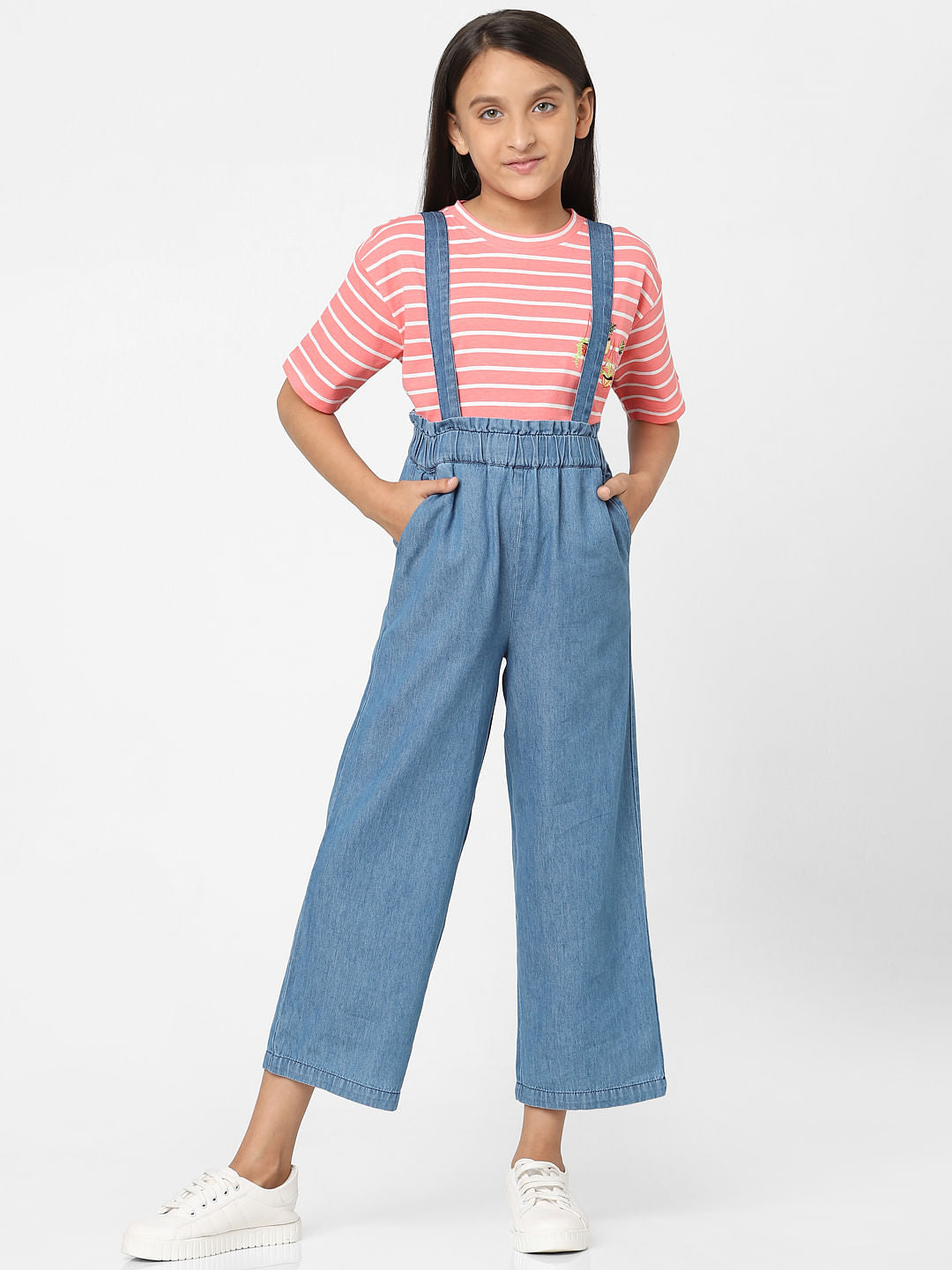 Girls Blue Dungaree Pants