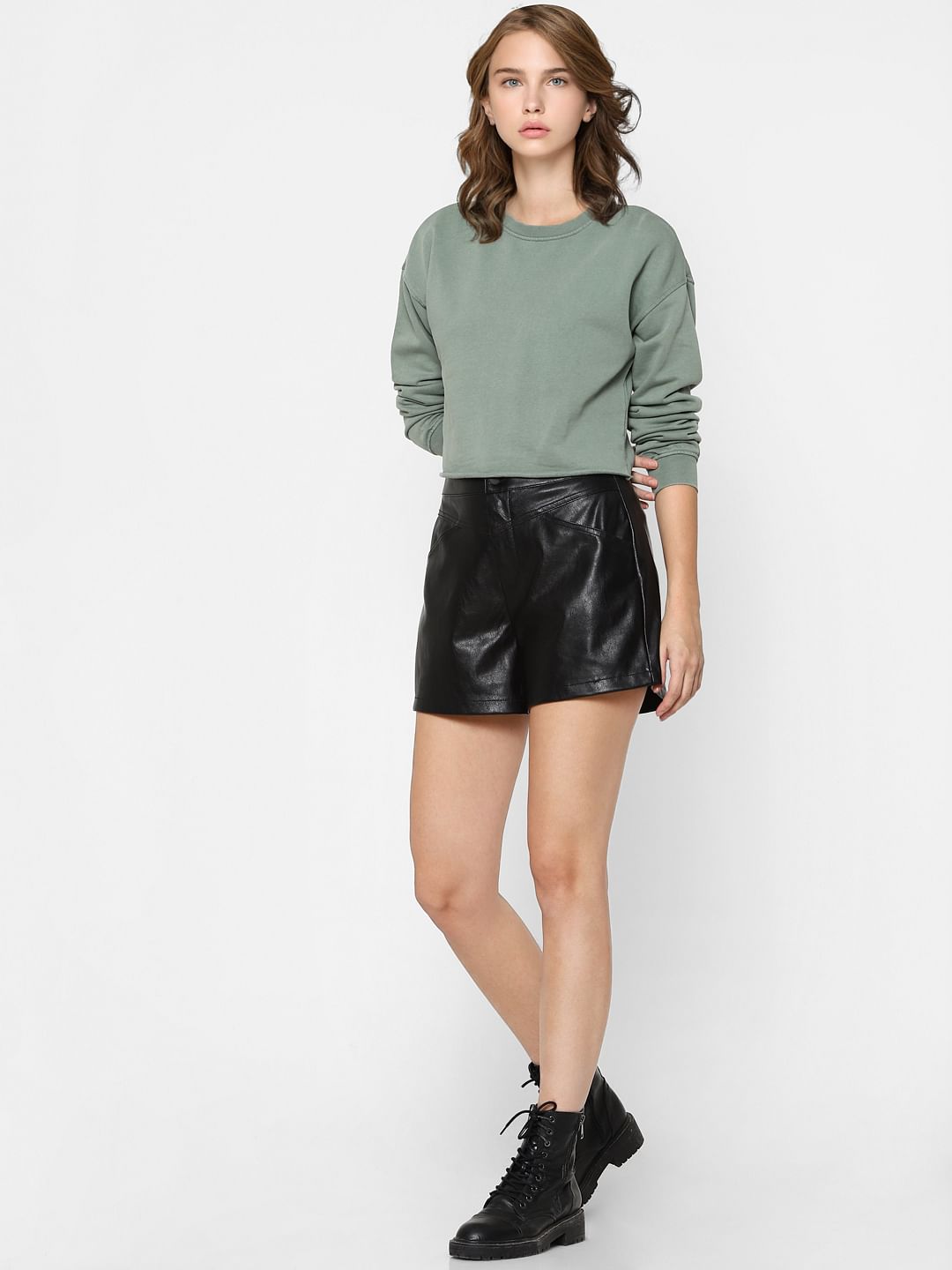 Green Solid Sweatshirt