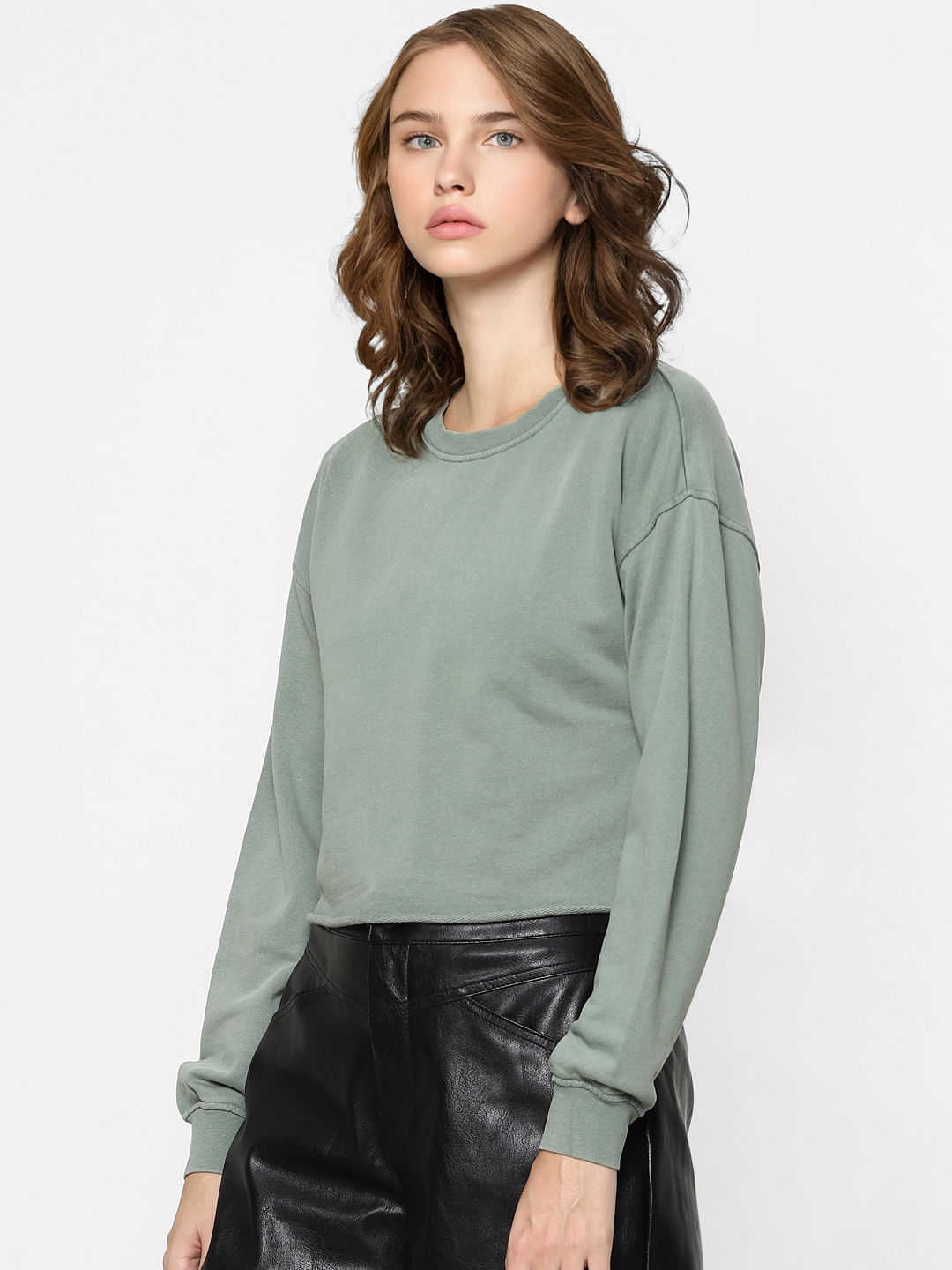 Green Solid Sweatshirt