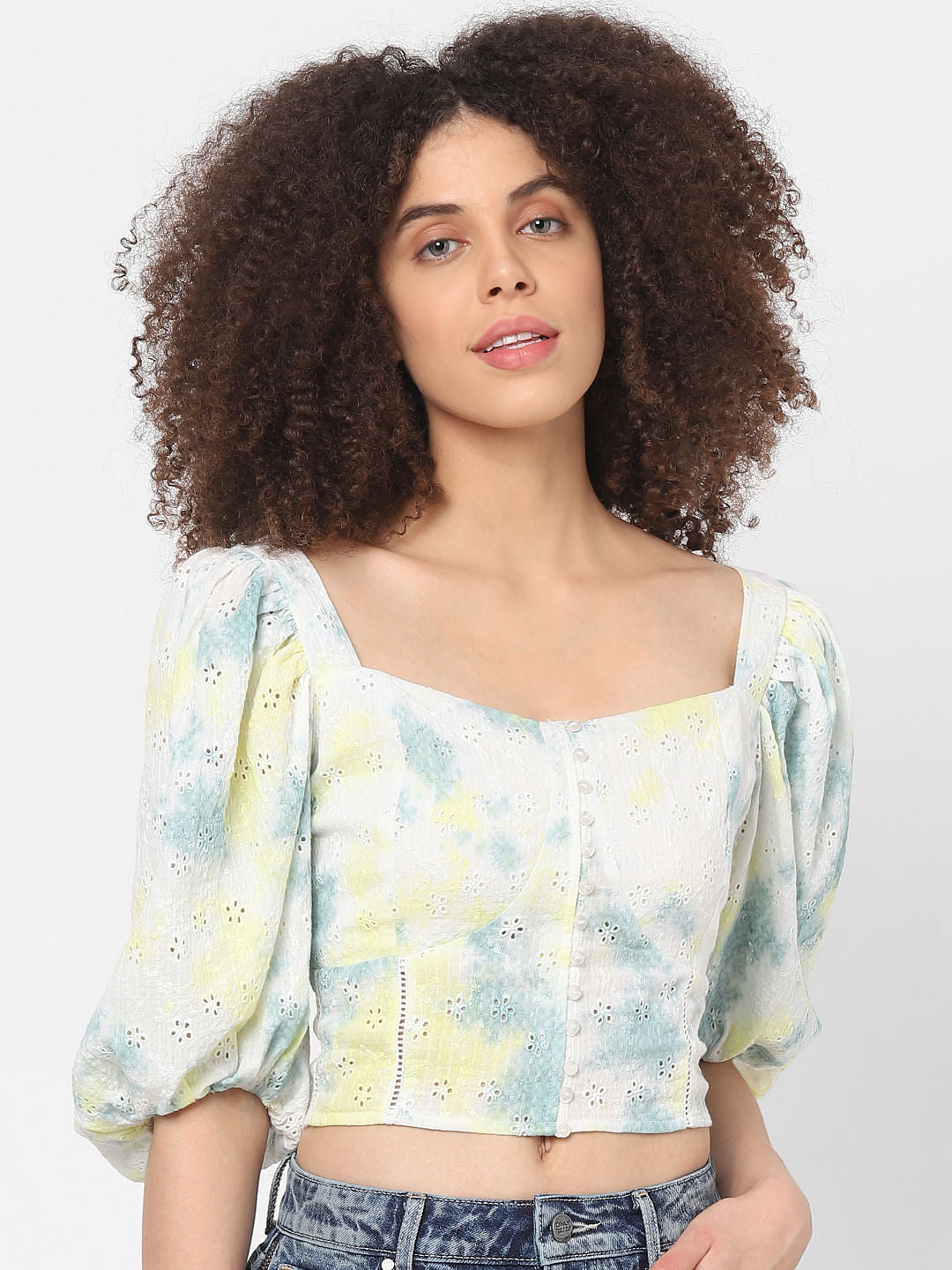 White Tie Dye Crop Top