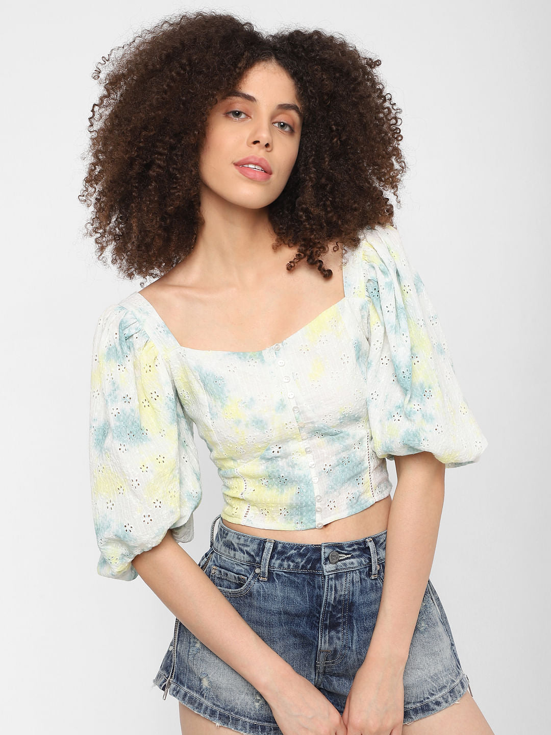 White Tie Dye Crop Top