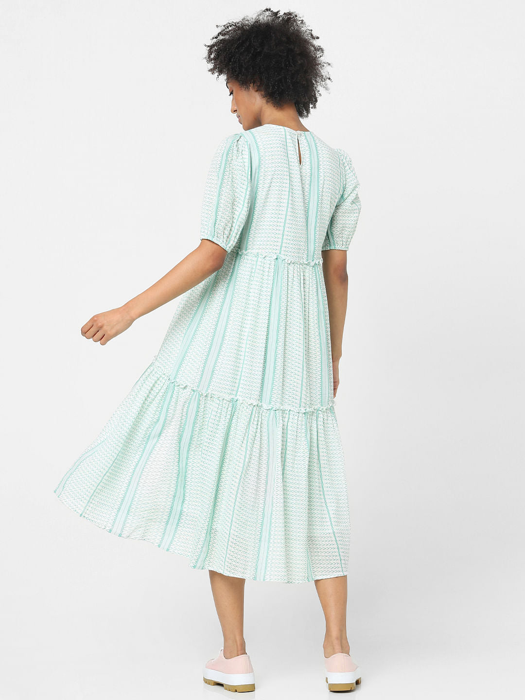 Green Tiered Midi Dress