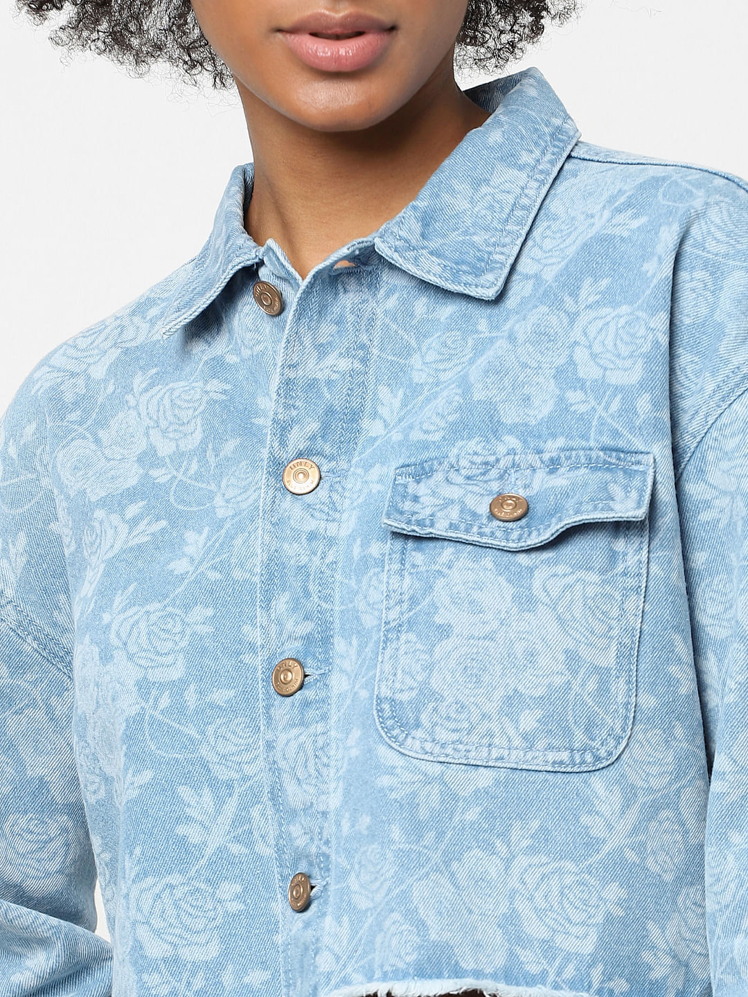 Blue Floral Denim Co-Ord Jacket