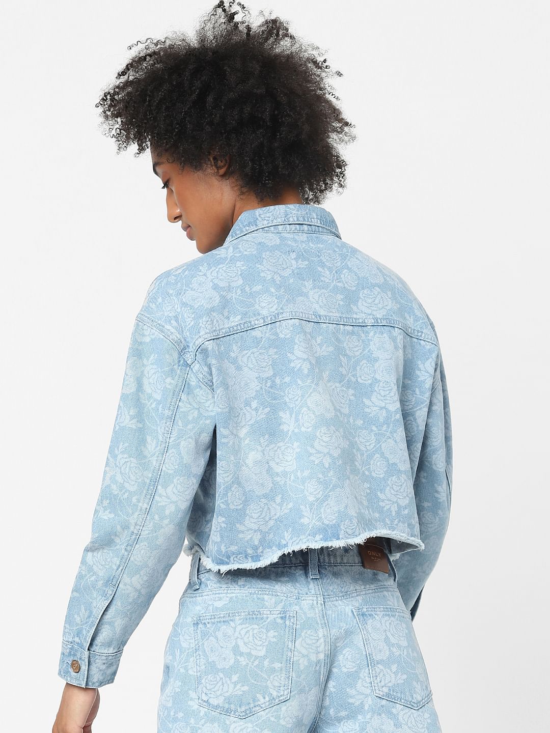 Blue Floral Denim Co-Ord Jacket