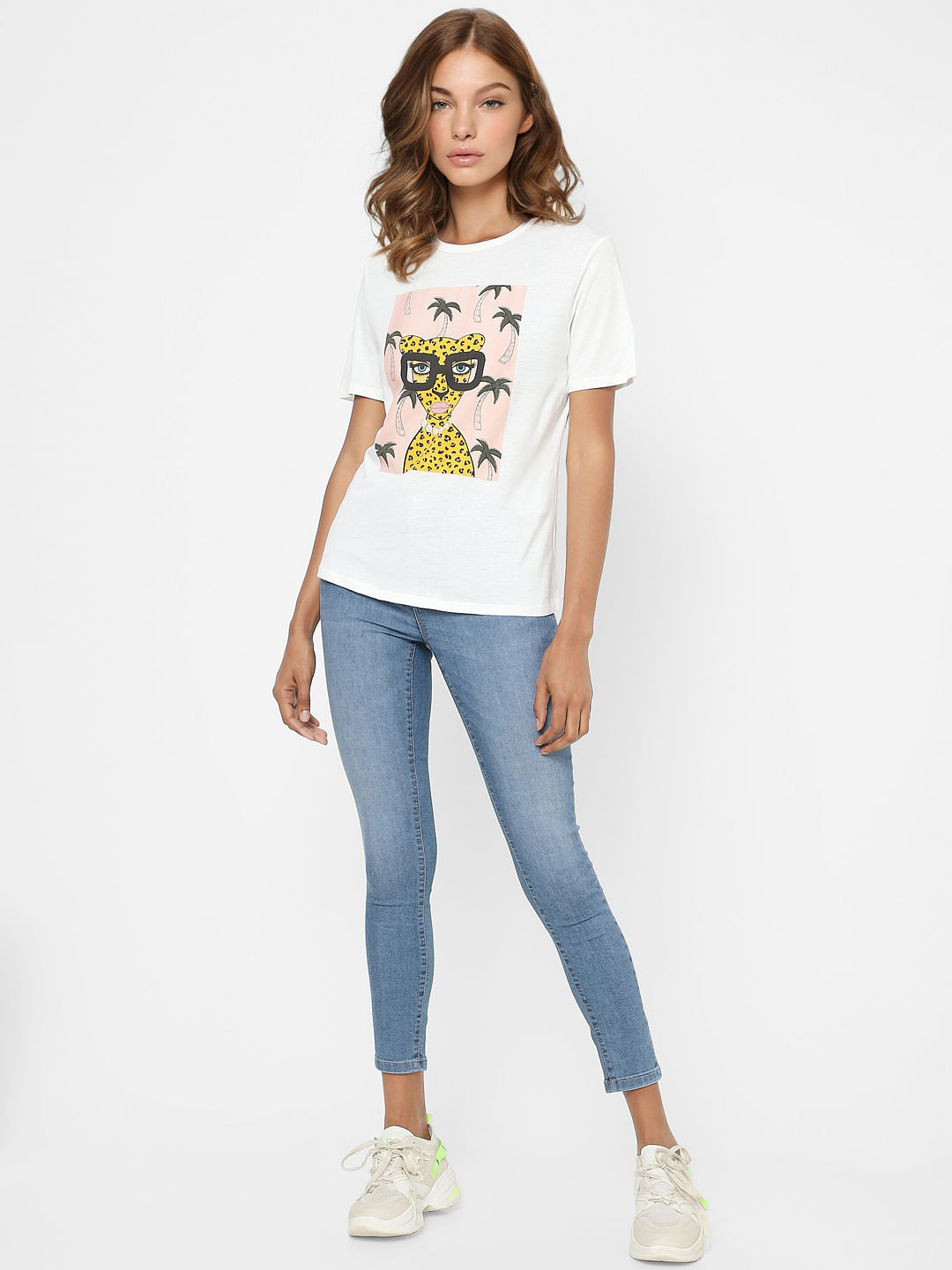 White Graphic Print T-Shirt