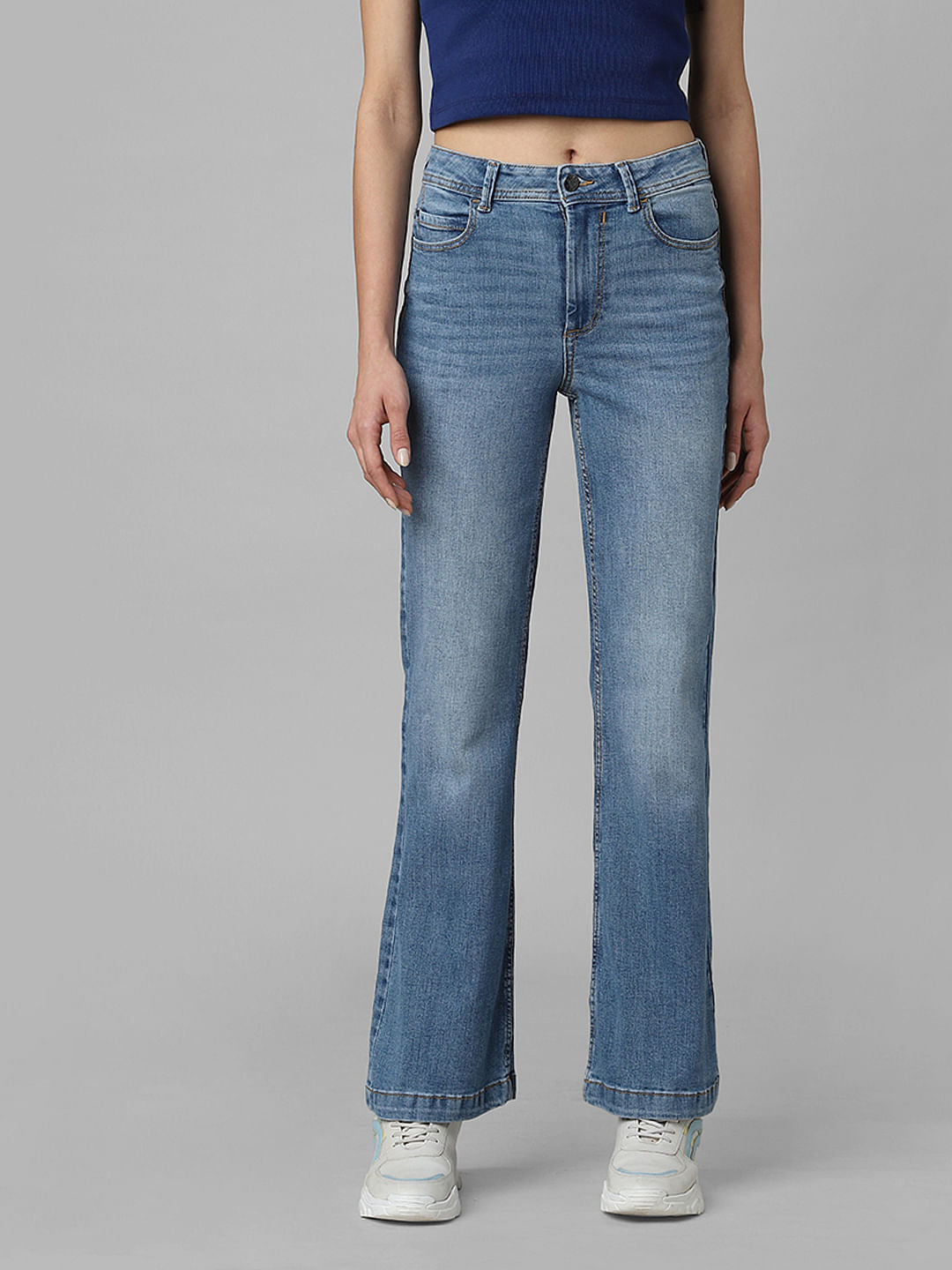 Blue High Rise Flared Jeans