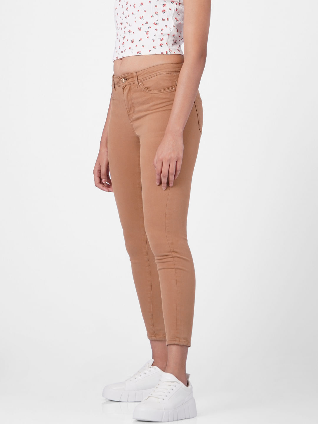Brown Mid Rise Skinny Pants