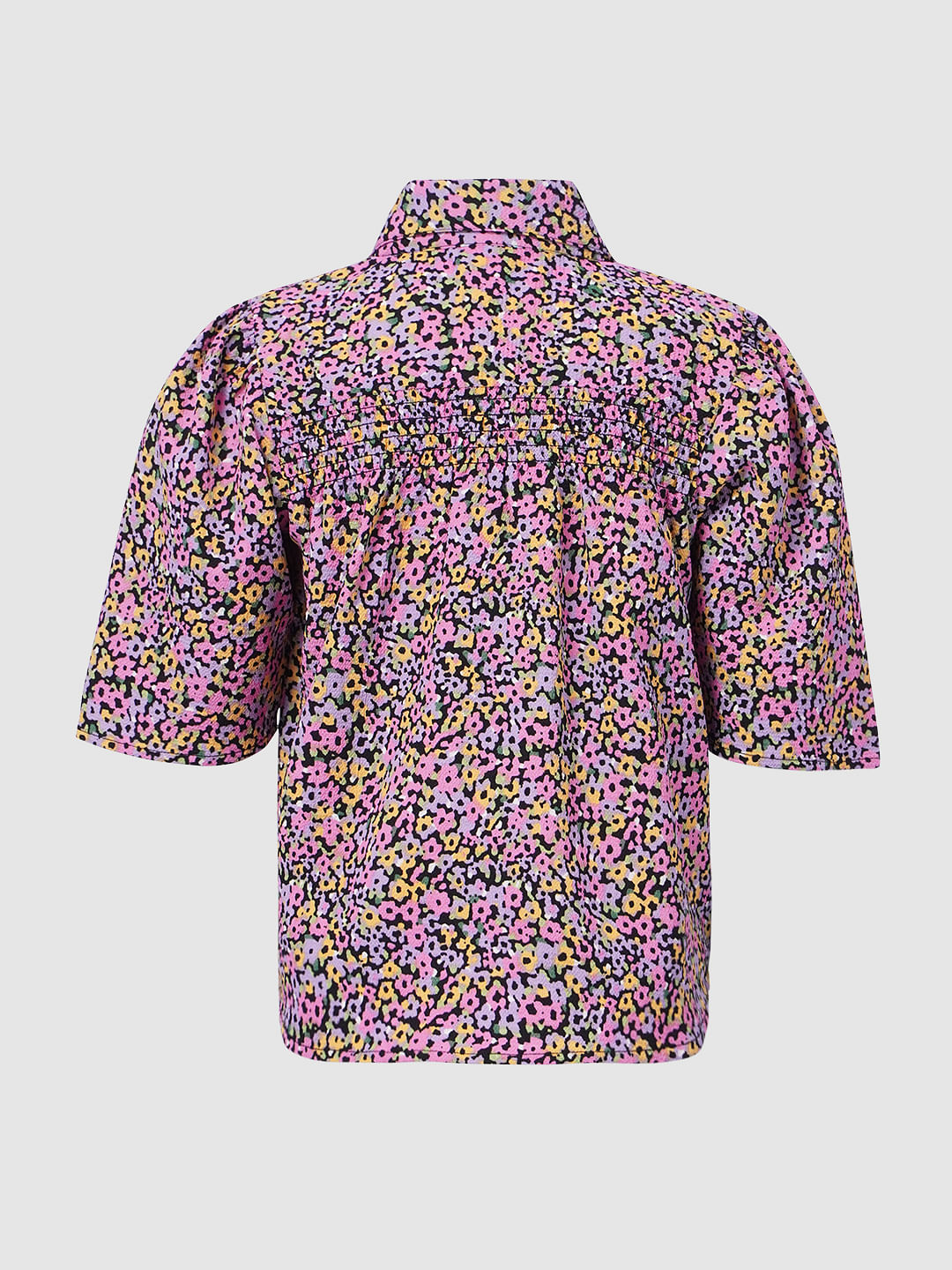 Pink Floral Cropped Resort Shirt