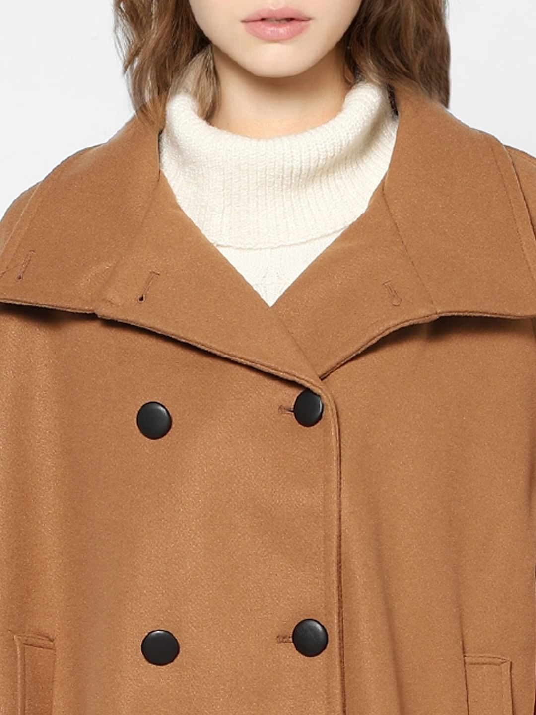Brown Cape Sleeves Coat