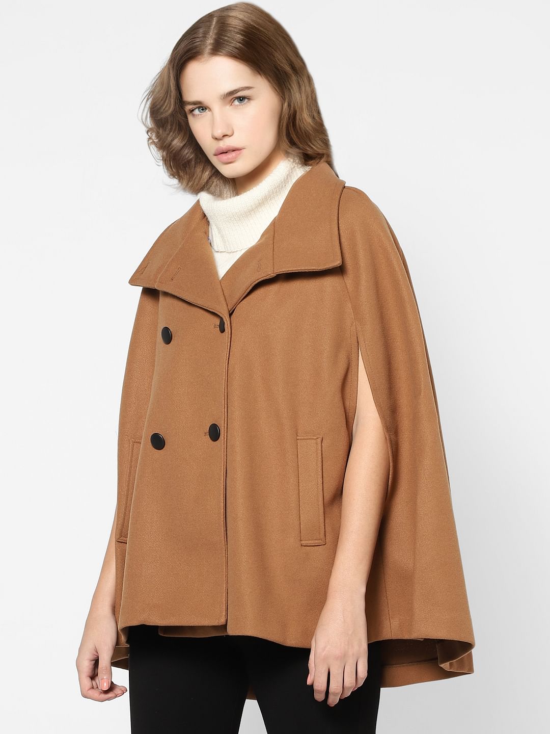 Brown Cape Sleeves Coat