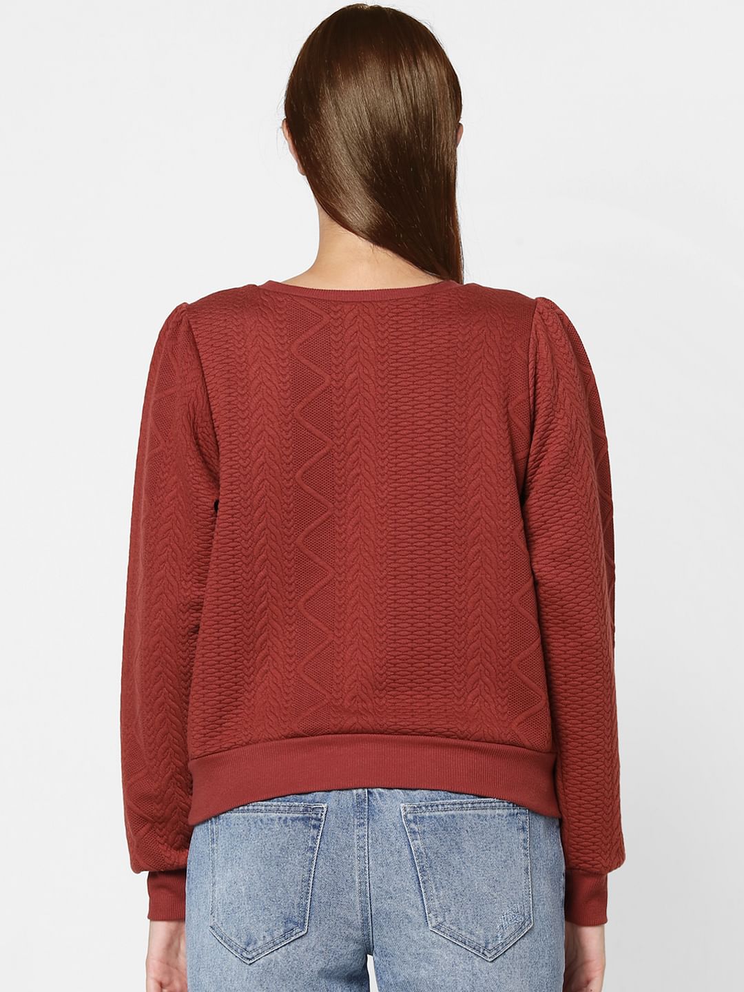 Red Self Design Pullover