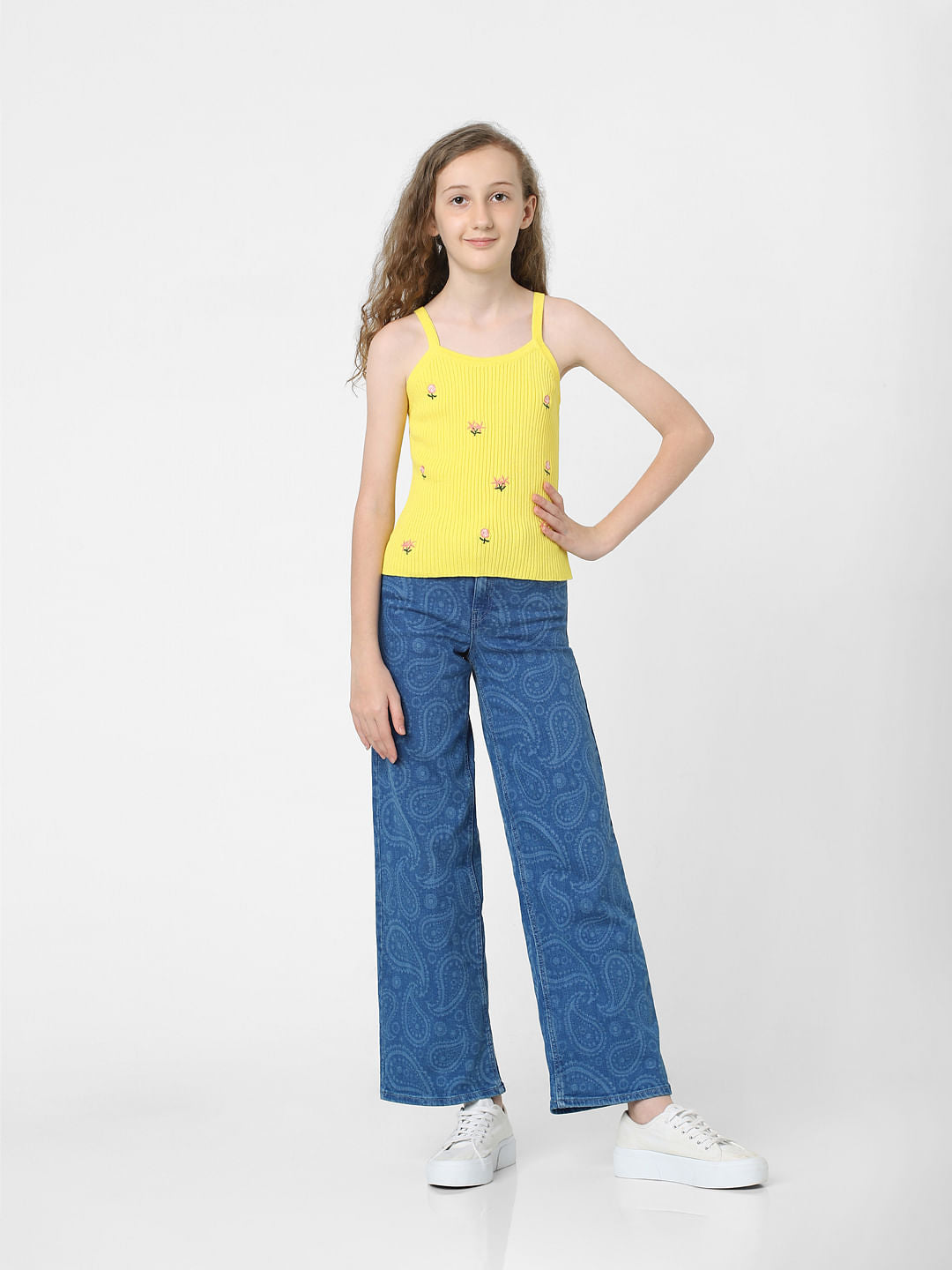 Yellow Strappy Ribbed Top