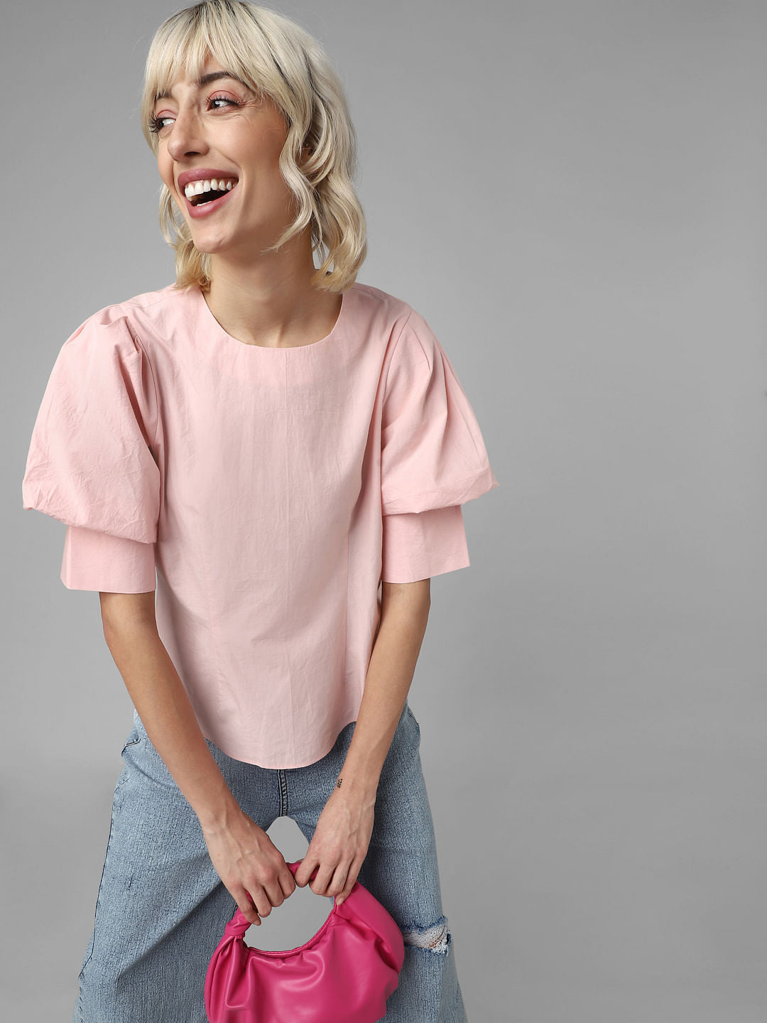 Pink Buttoned Back Top