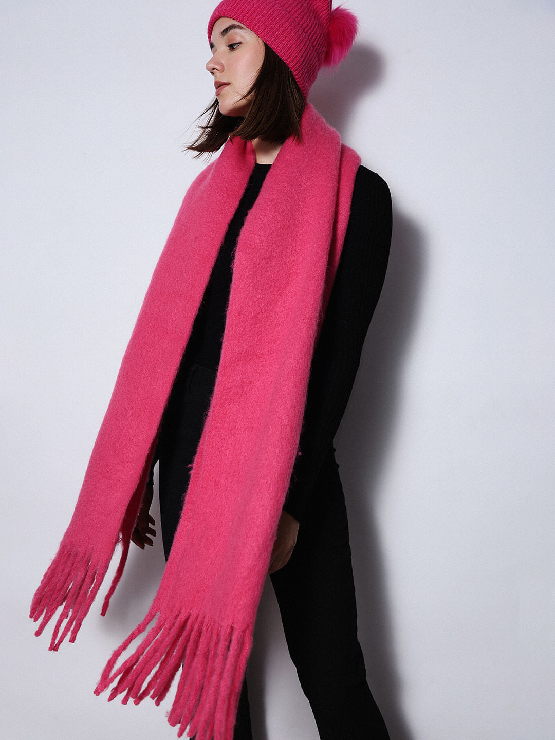 Pink Long Brushed Scarf
