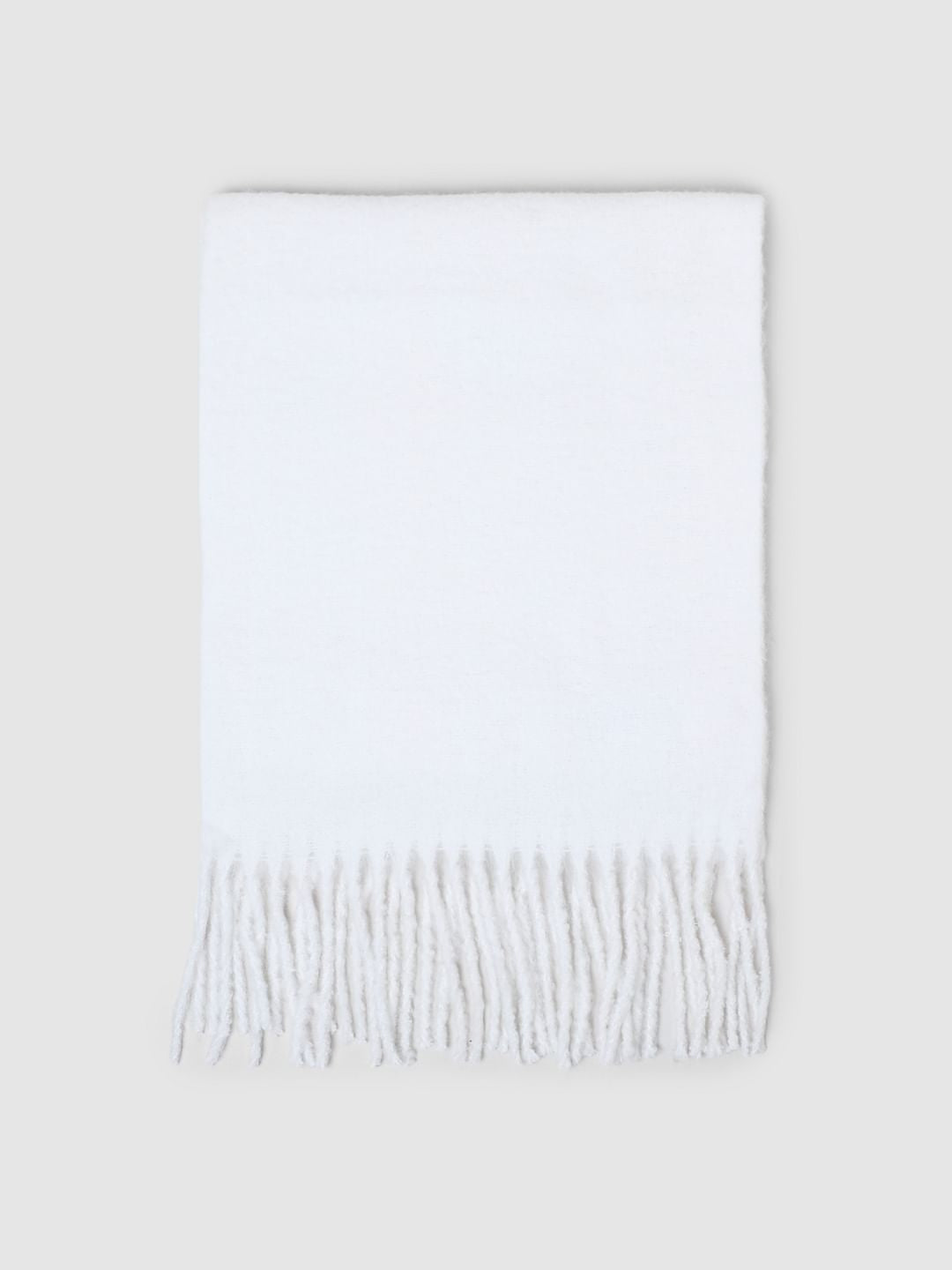 White Long Brushed Scarf
