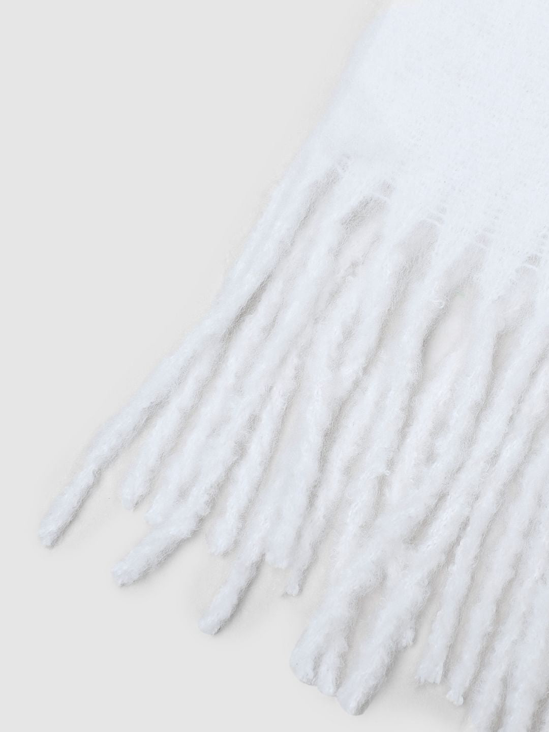 White Long Brushed Scarf