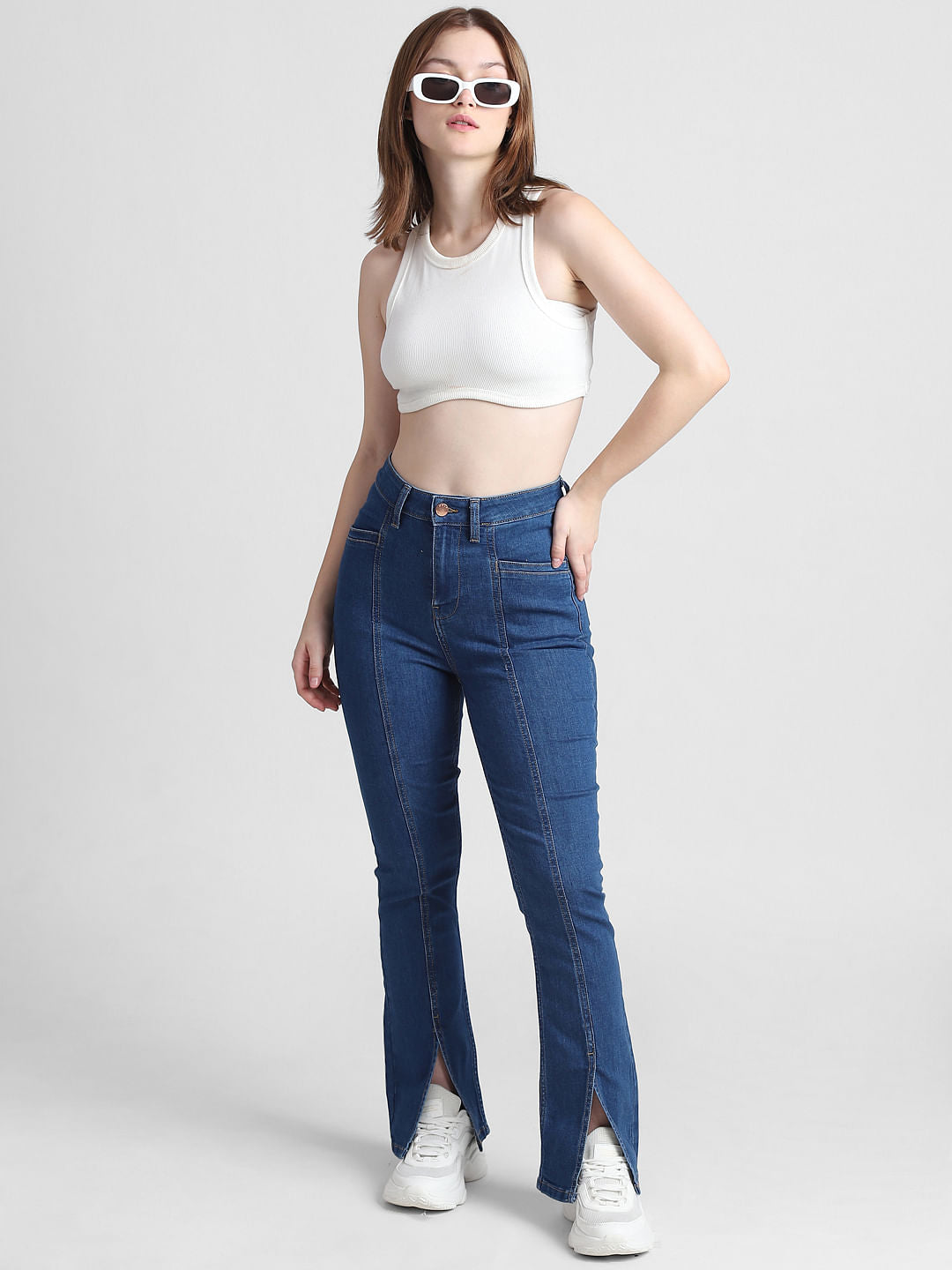 Blue High Rise Hella Flared Jeans