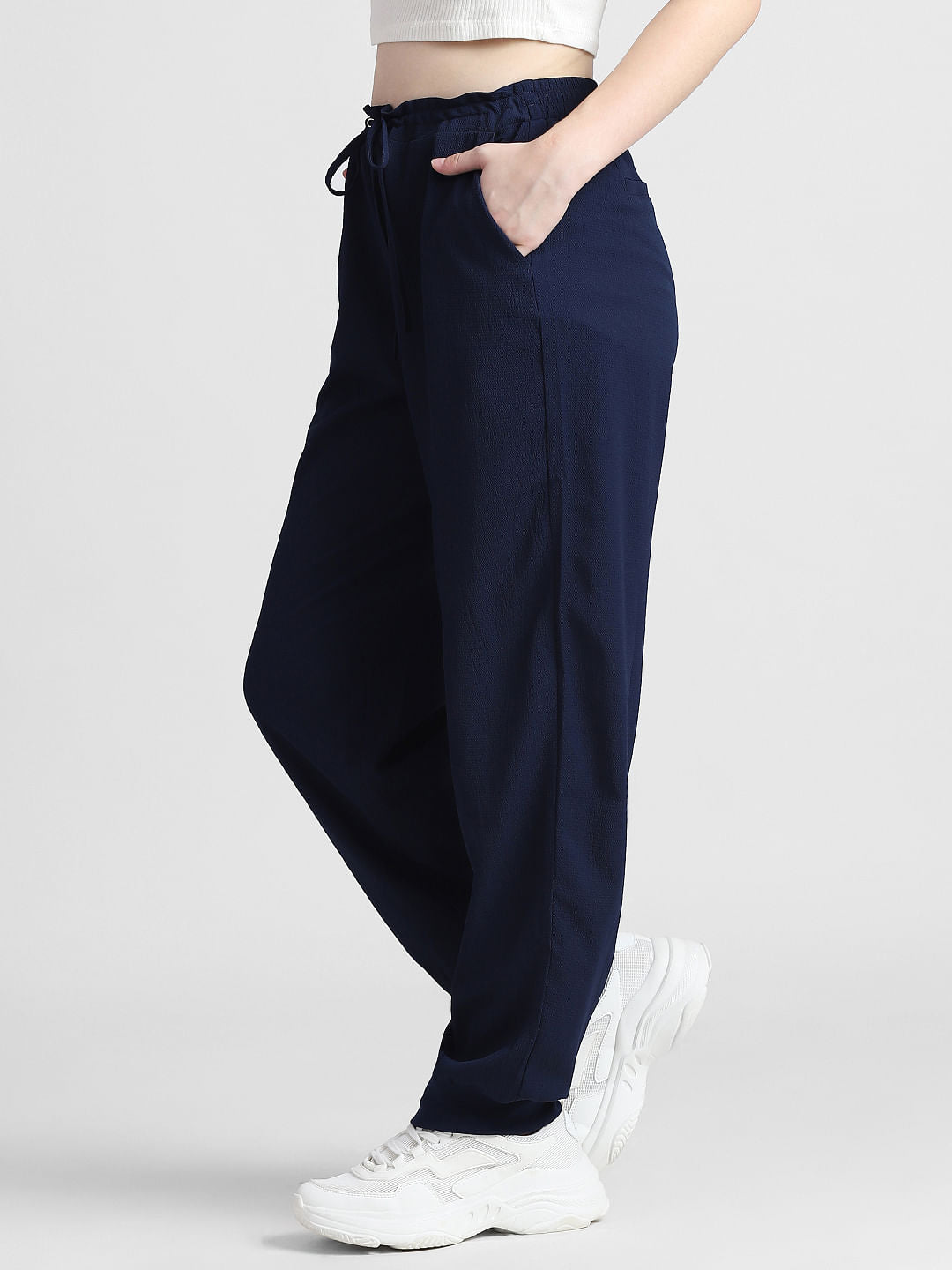 Navy Blue High Rise Regular Fit Joggers
