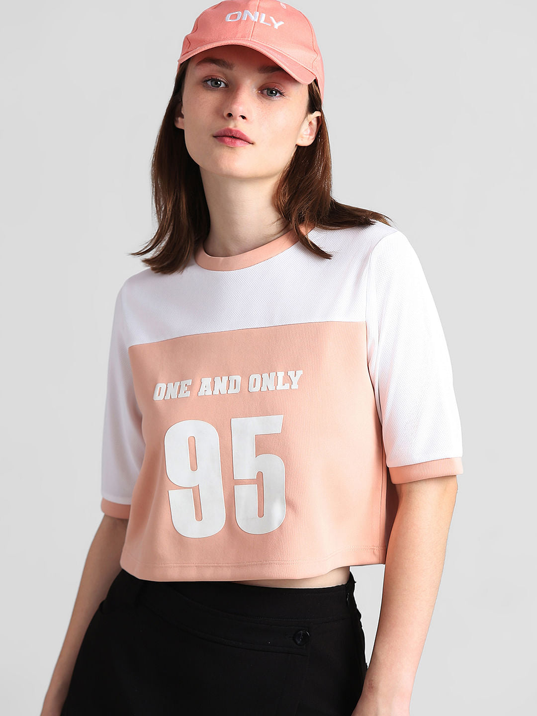 White Colourblocked Varsity T-Shirt