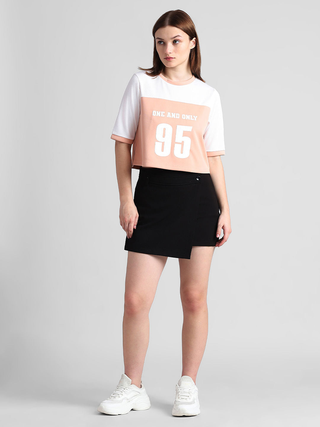 White Colourblocked Varsity T-Shirt