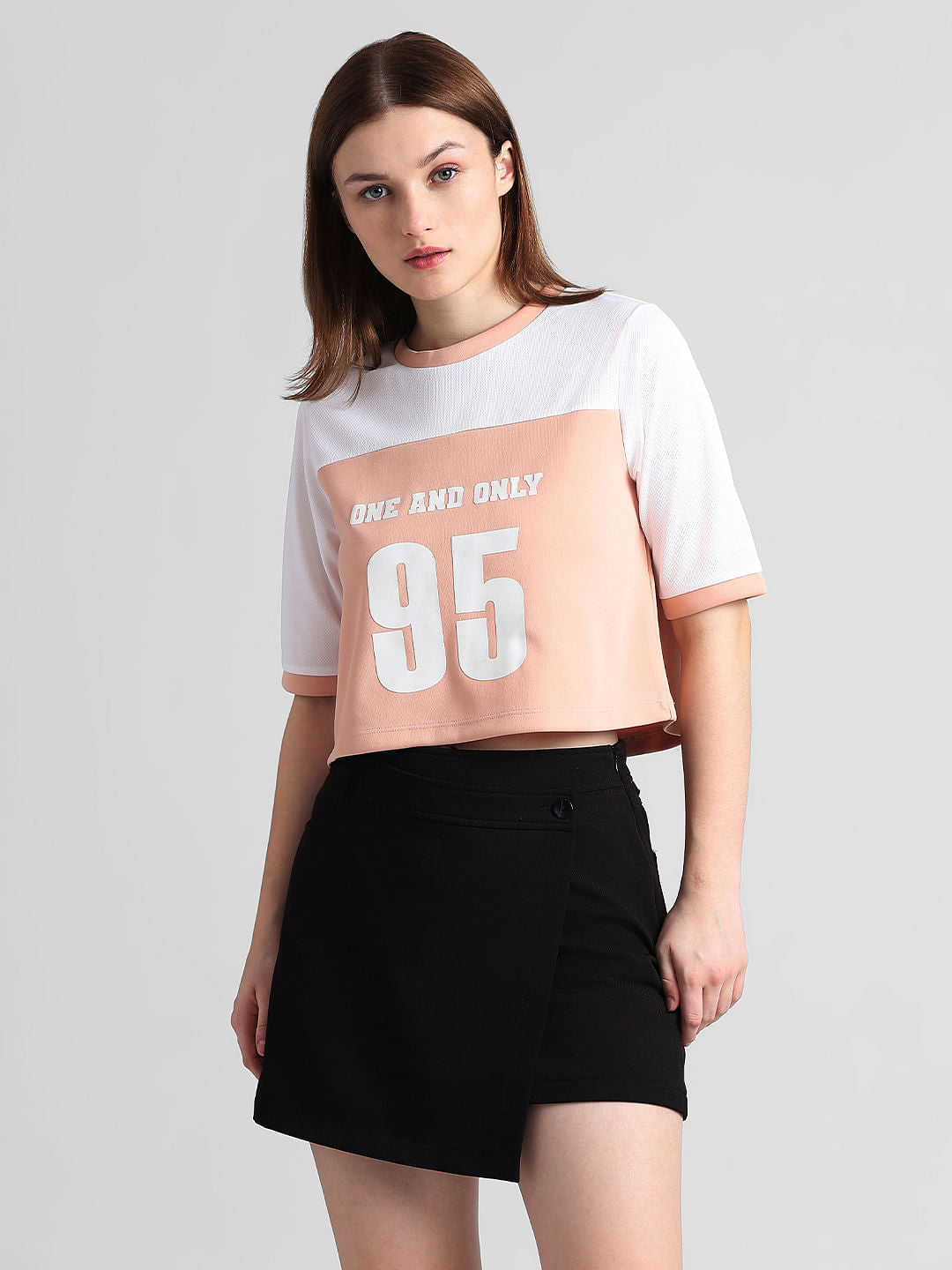 White Colourblocked Varsity T-Shirt