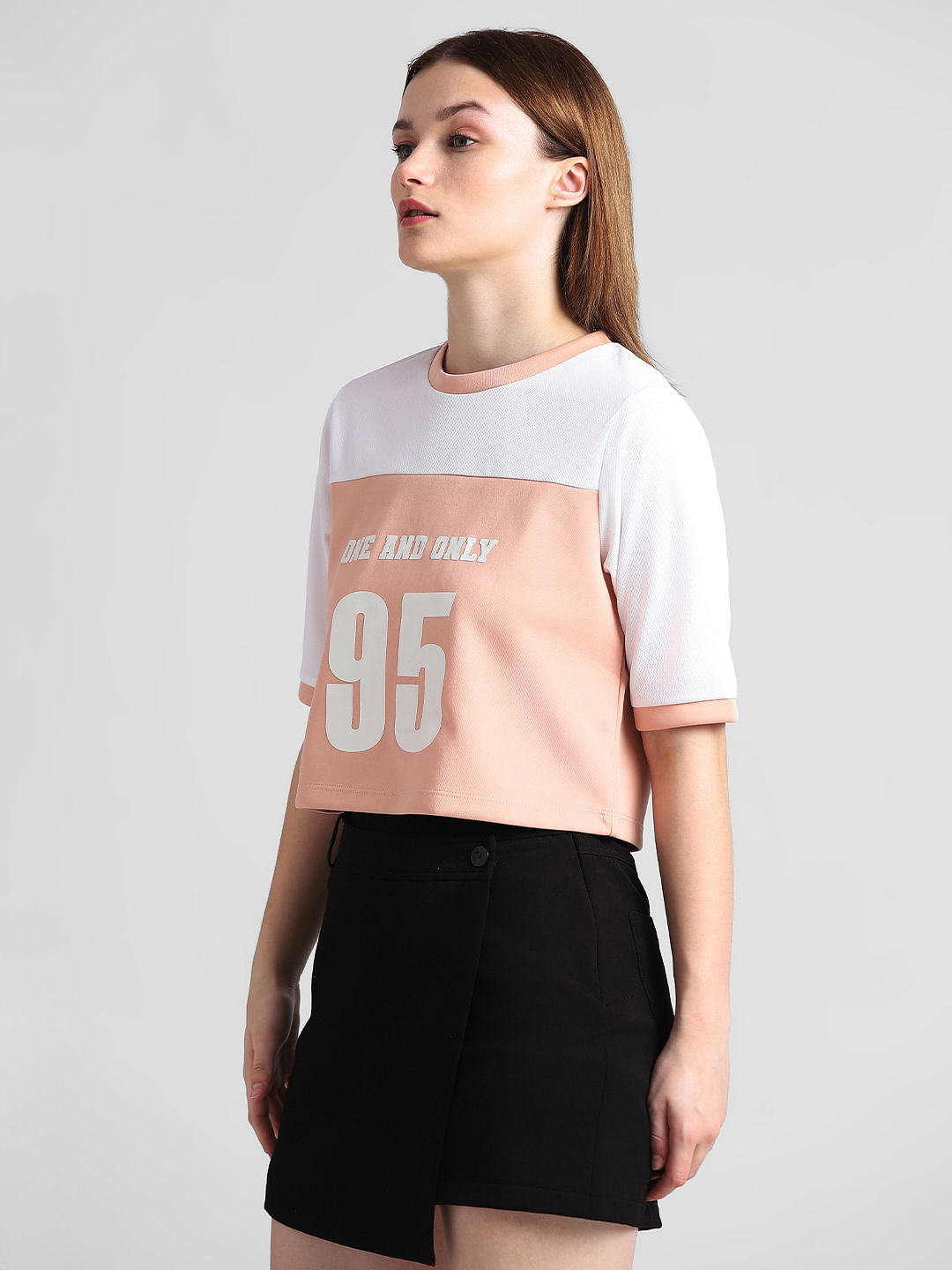 White Colourblocked Varsity T-Shirt