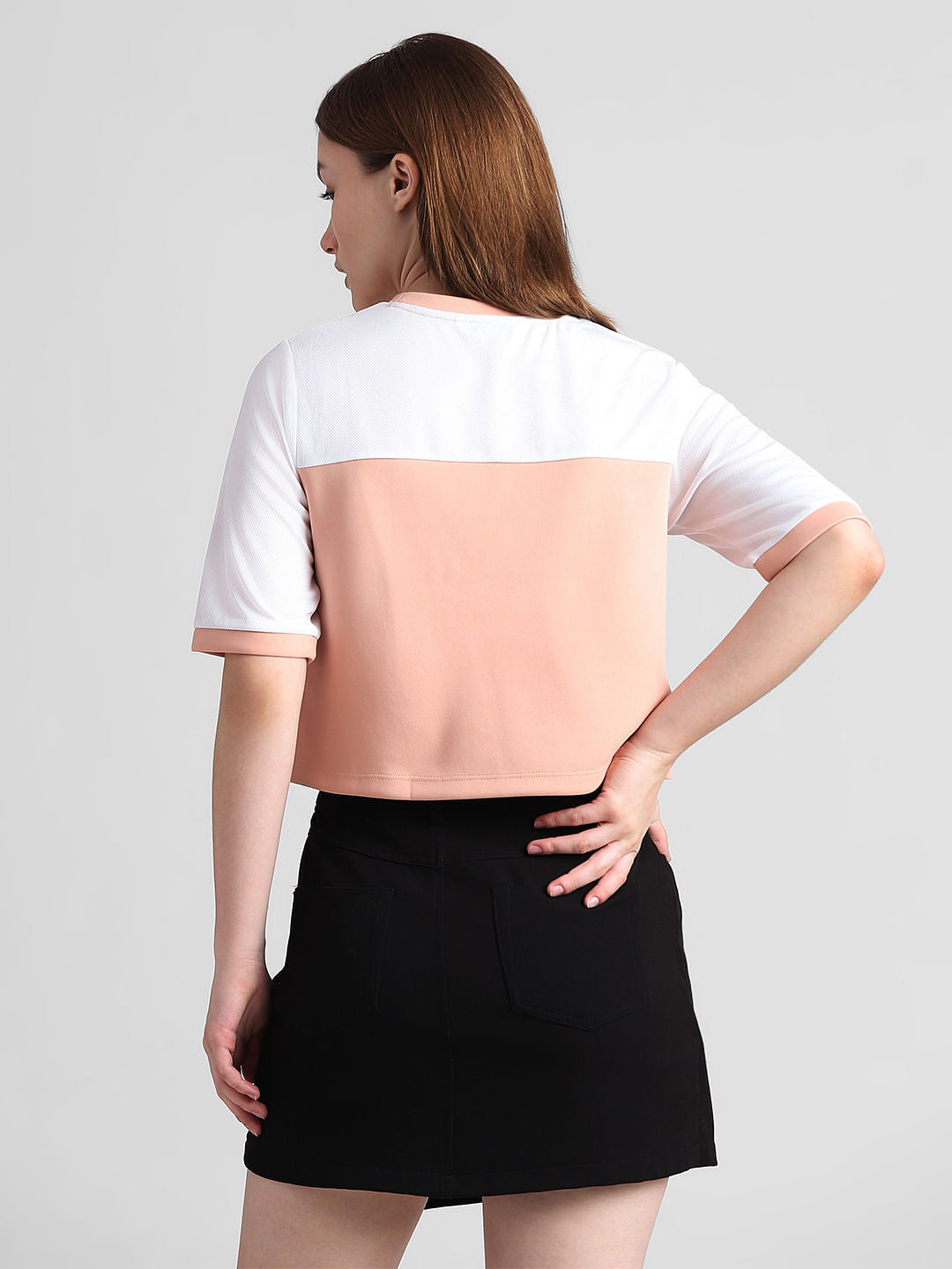 White Colourblocked Varsity T-Shirt