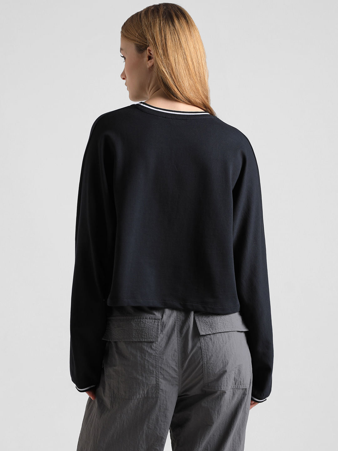 Black Printed Oversized Sweatshirt